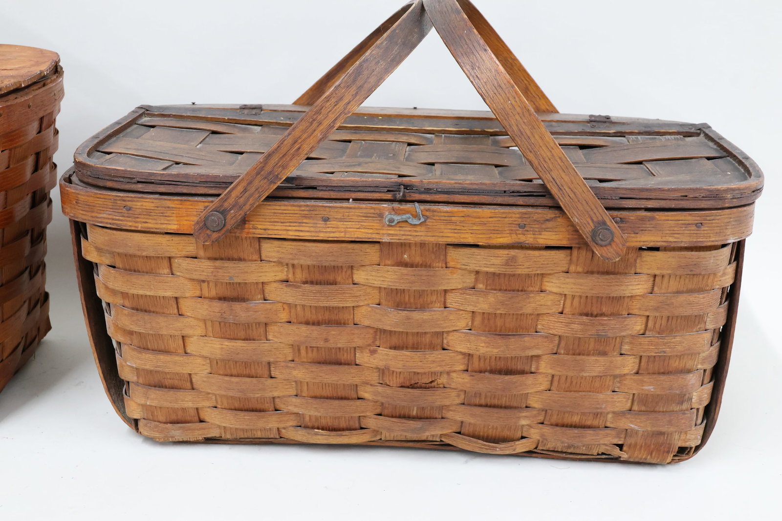 Two Vintage Split Woven Picnic Baskets - 5