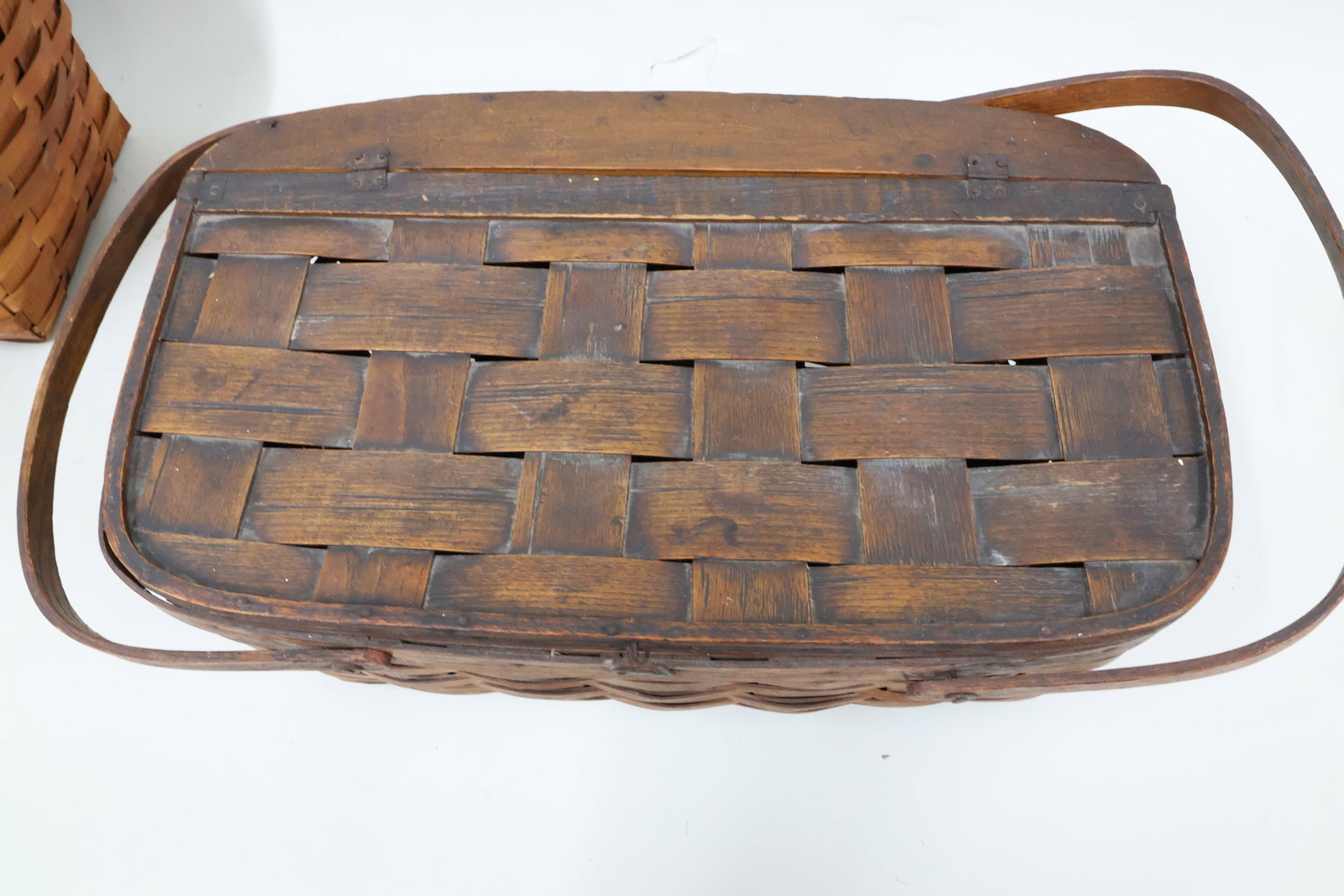 Two Vintage Split Woven Picnic Baskets - 8