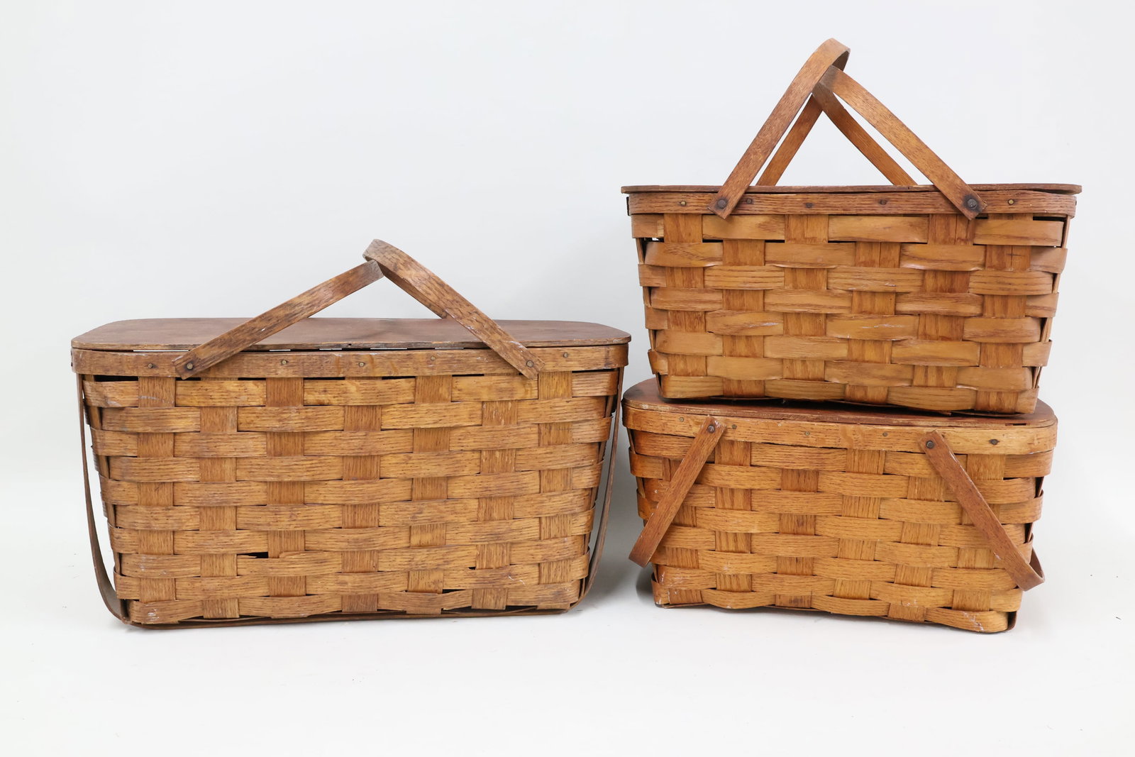 Three Vintage Split Woven Picnic Baskets (1 of 11)