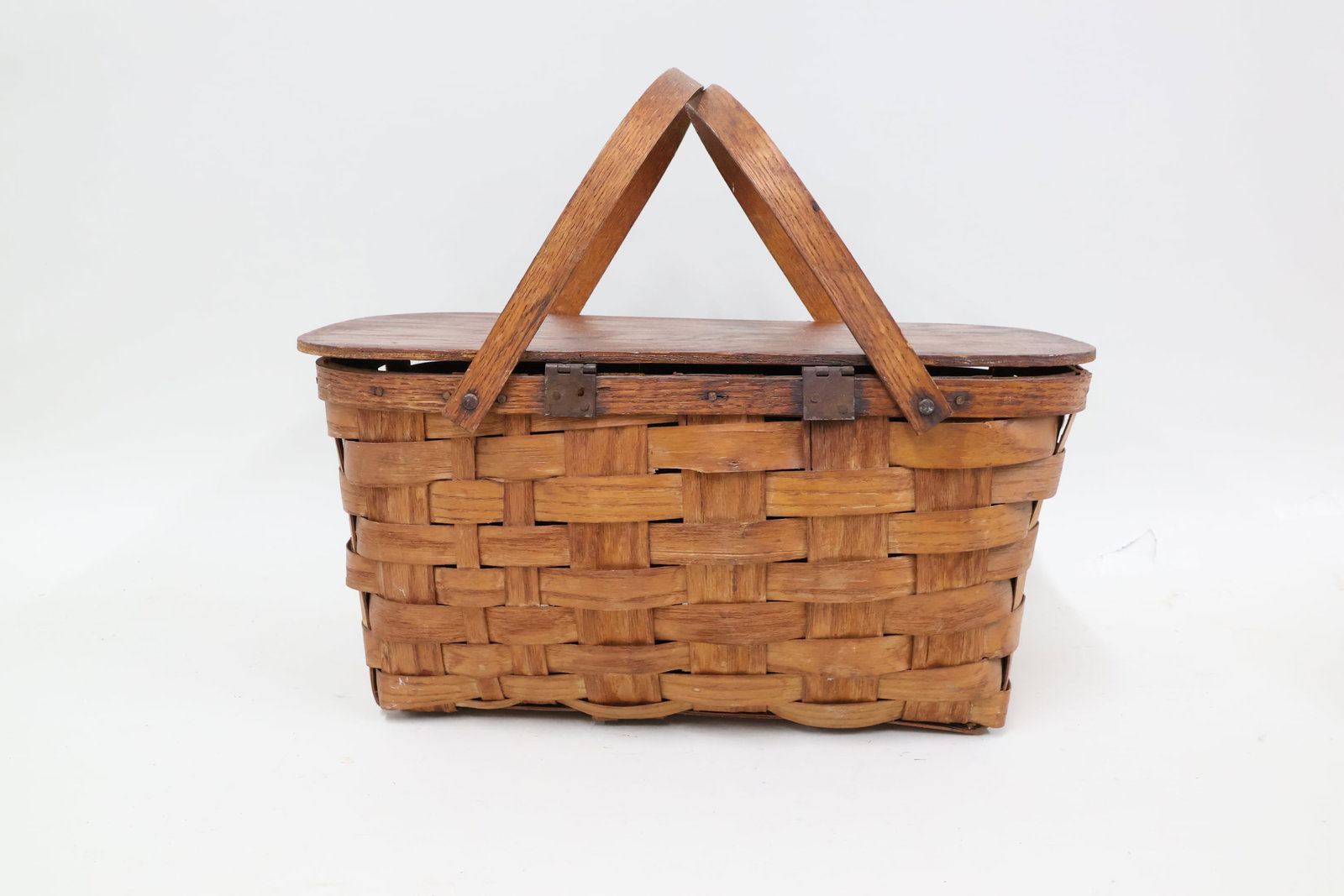 Three Vintage Split Woven Picnic Baskets - 8