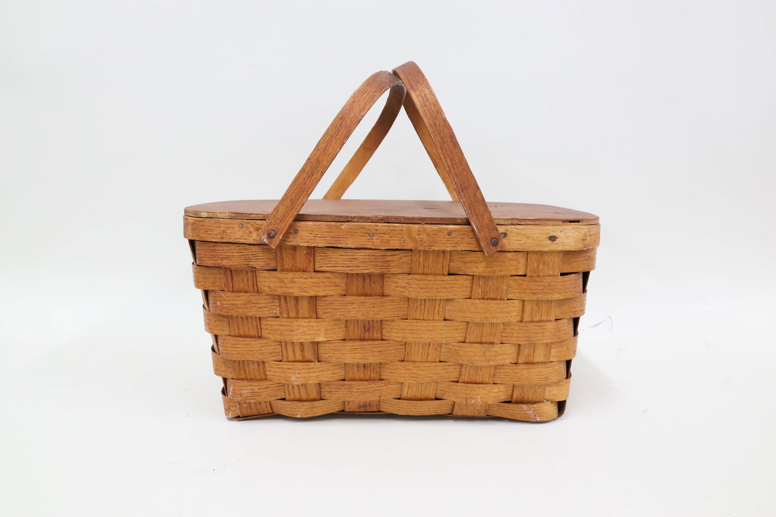 Three Vintage Split Woven Picnic Baskets - 9