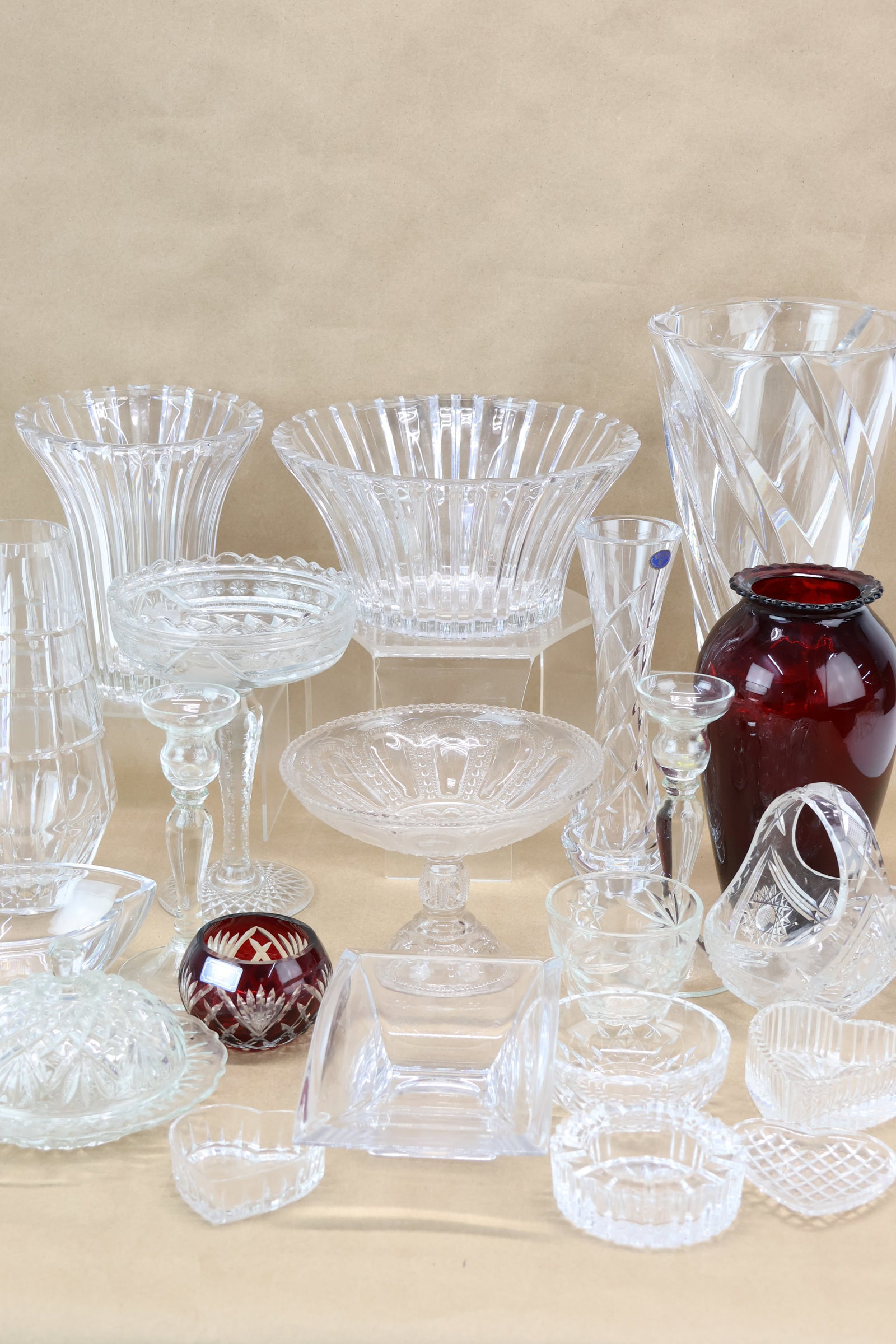 Large Group of Assorted Colorless Glass Table Articles (1 of 9)