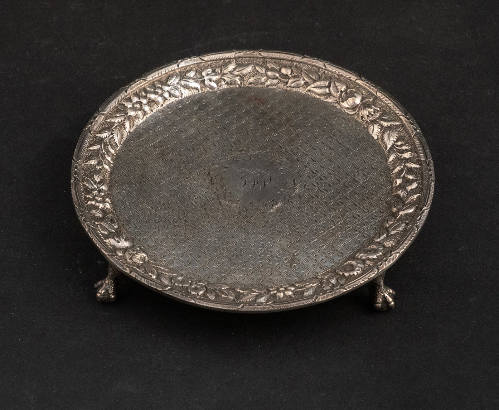 Early Baltimore Coin Silver Footed Salver: Early Baltimore Coin Silver Footed Salver American, stamped, Warner. Salver or card dish. Approx. 7 t.o. 1 x 6 1/2 in. (2.5 x 16.5 cm.)