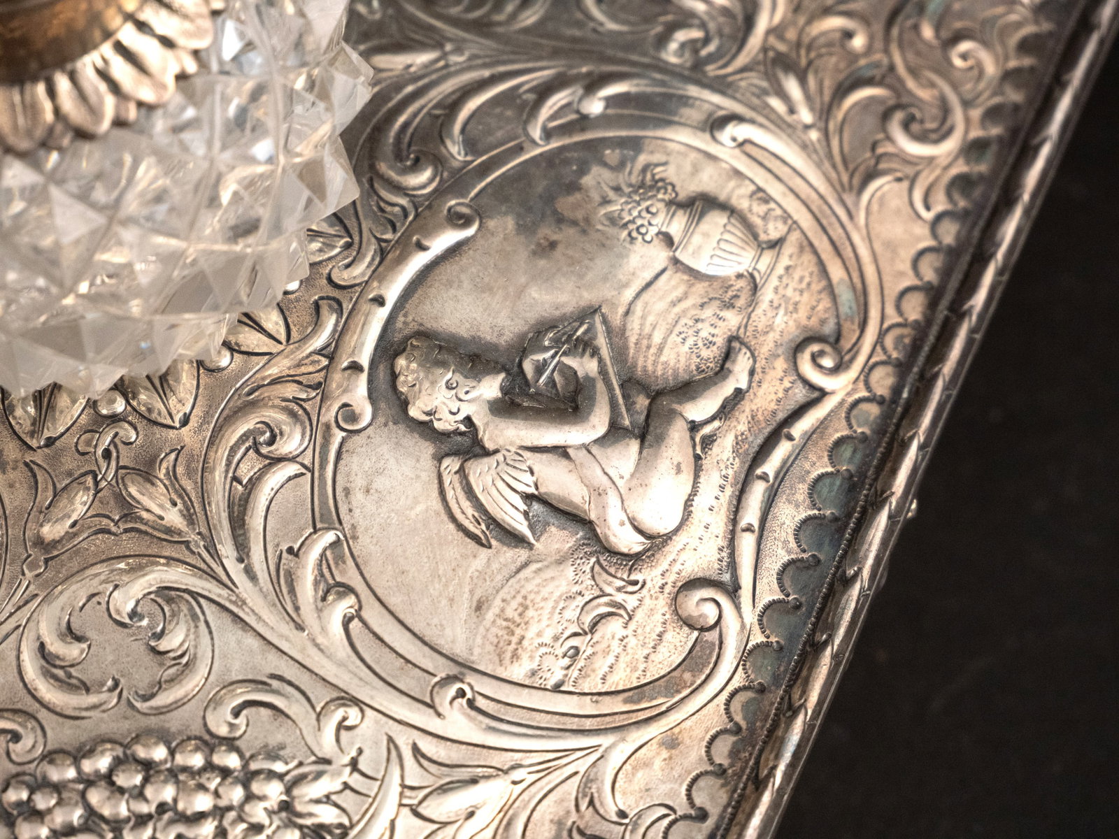 English Silver Triangular Inkwell - 5
