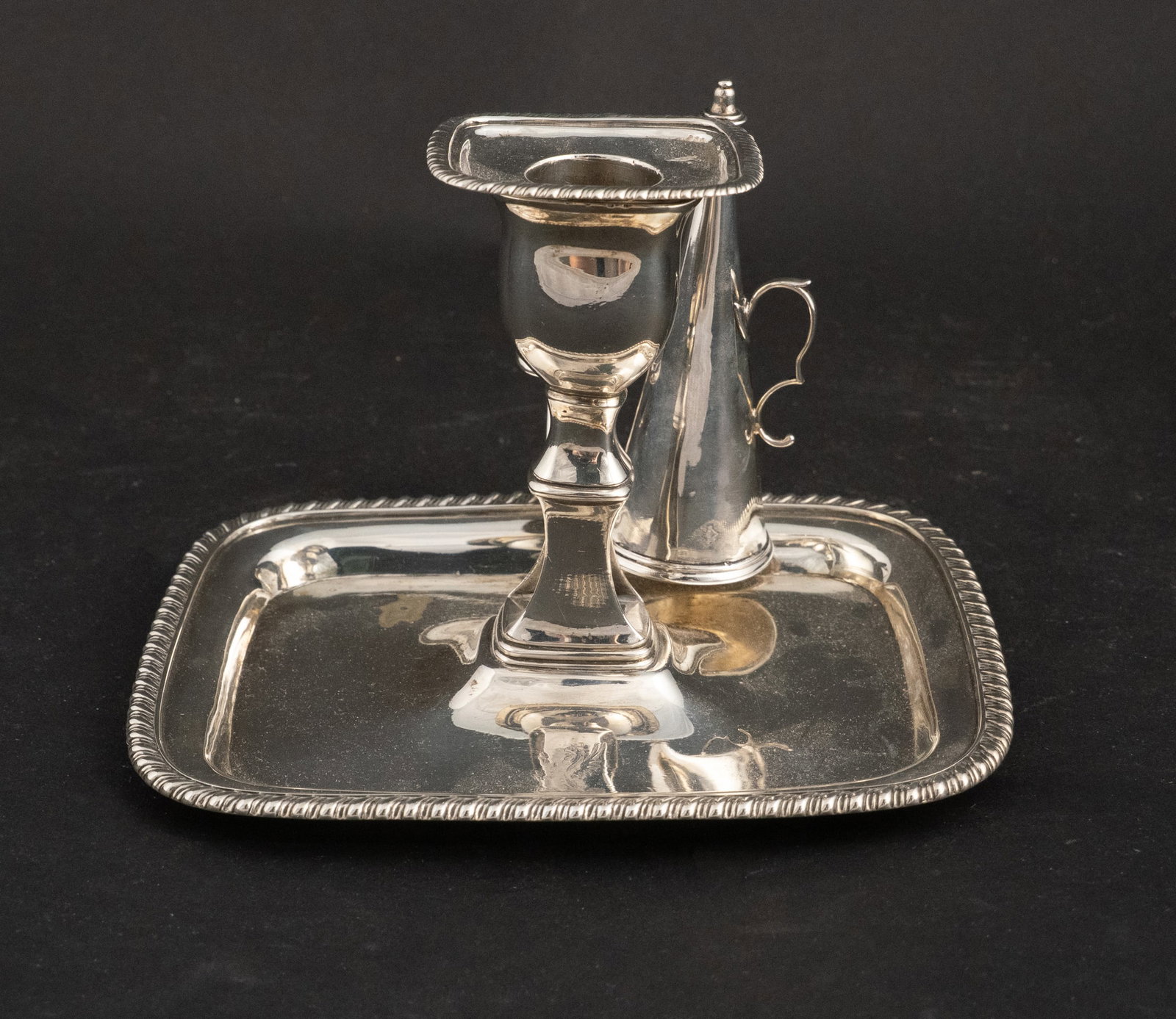 William Bateman English Silver Chamberstick: William Bateman English Silver Chamberstick Date mark 1817. Together with an unmarked and not weighed snuffer. Approx. 10 t.o. 4 1/2 x 6 1/2 in. (11.4 x 16.5 cm.)