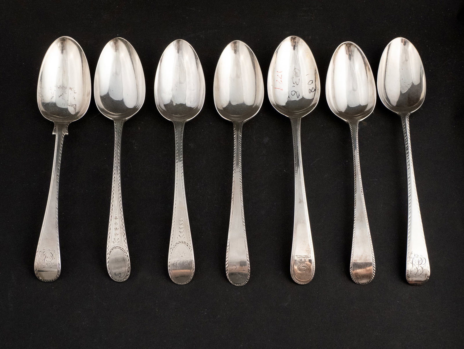 Seven Hester Bateman English Silver Table Spoons (1 of 13)