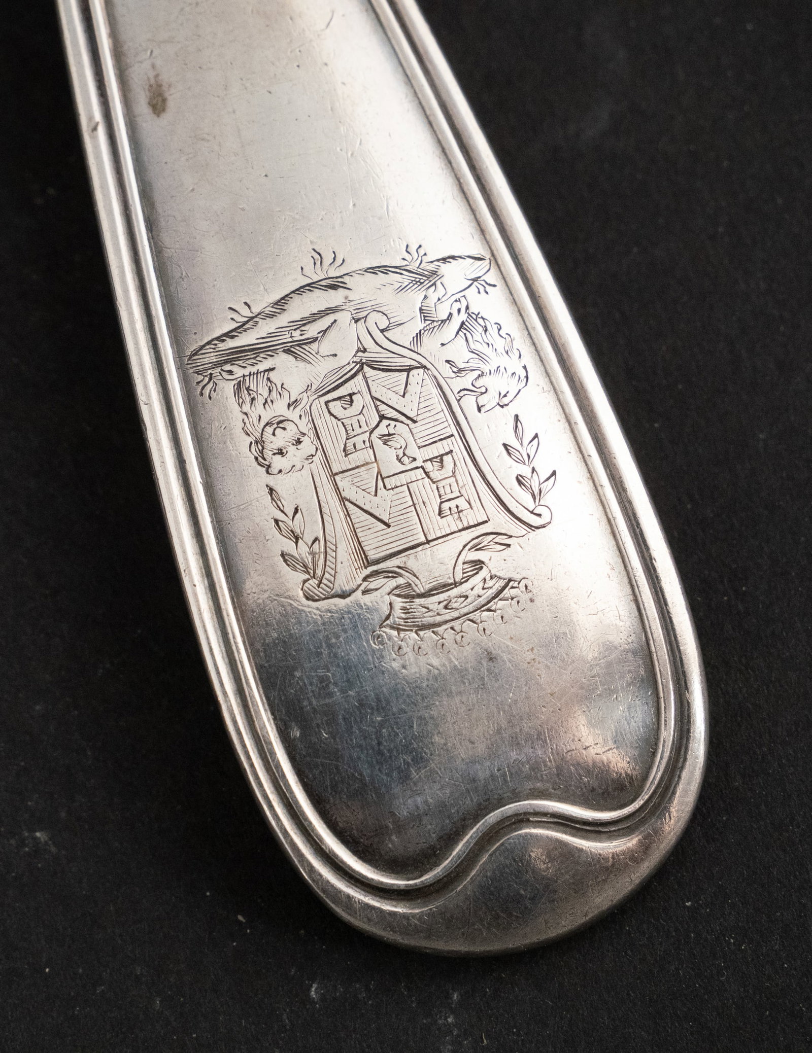 Irish Silver Divided Pea Serving Spoon - 9