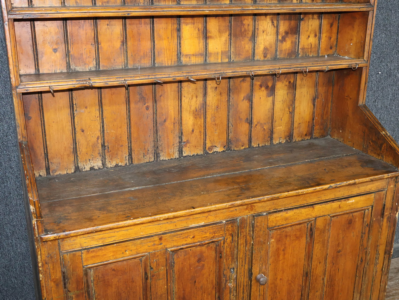 Stained Pine Step Back Cupboard - 4