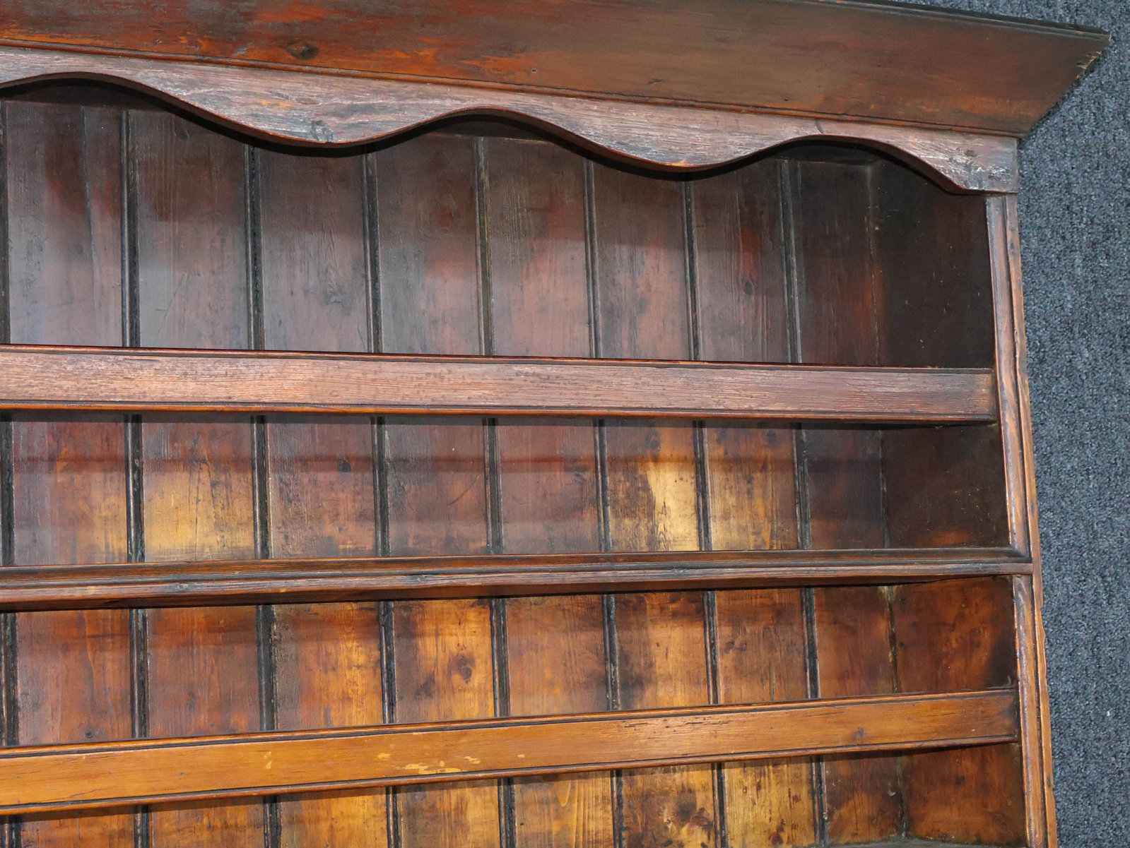 Stained Pine Step Back Cupboard - 5