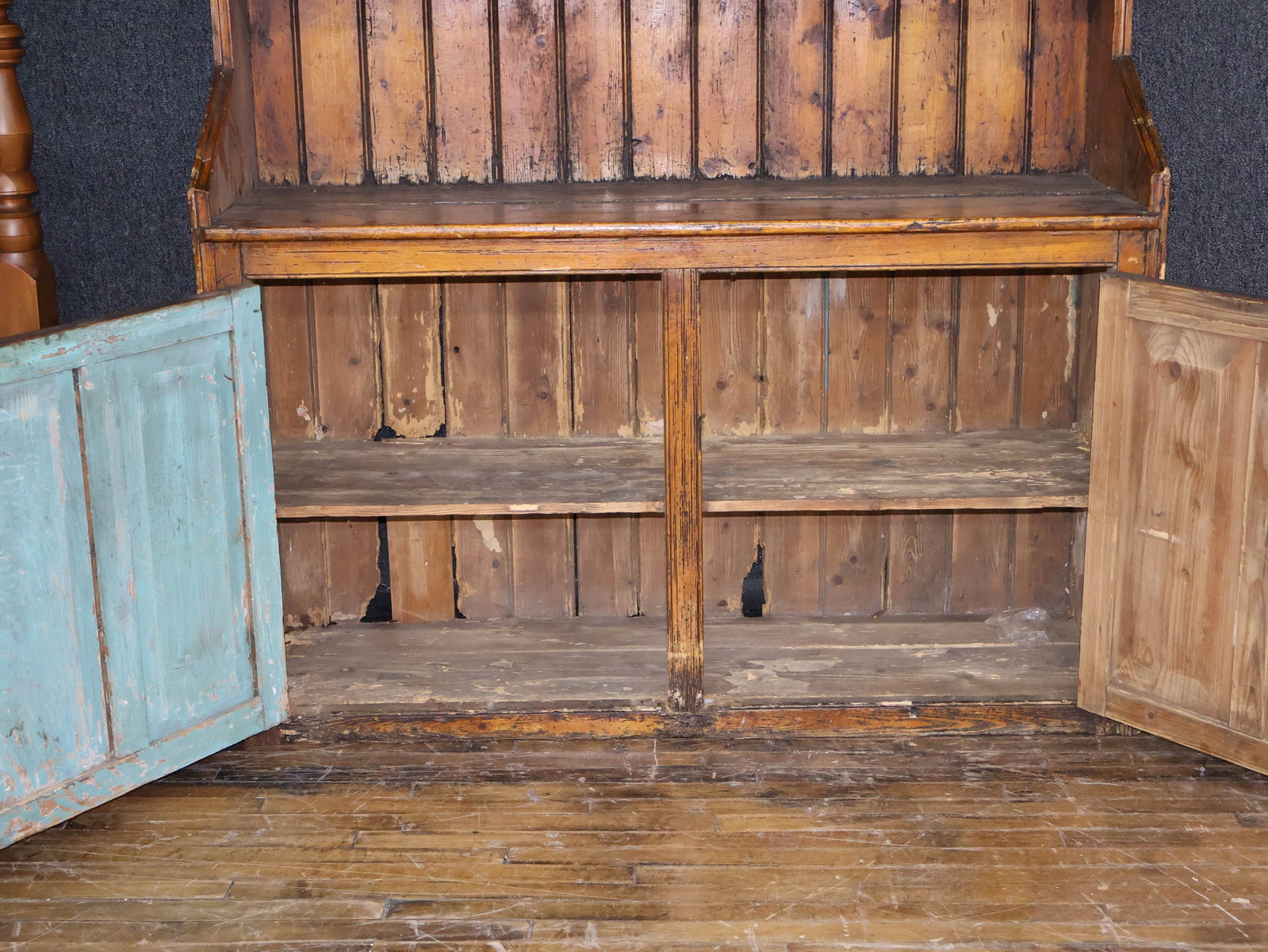 Stained Pine Step Back Cupboard - 8