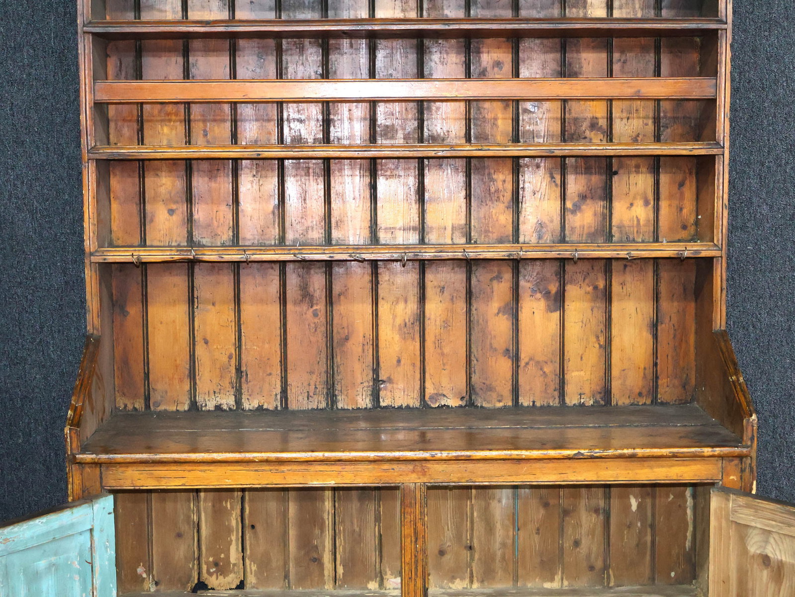 Stained Pine Step Back Cupboard - 9