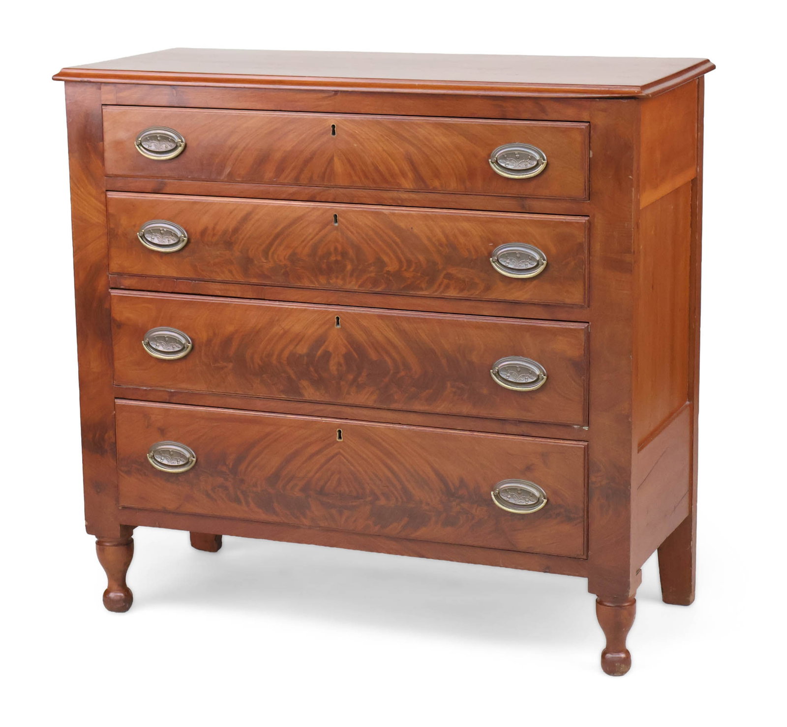 Federal Style Cherrywood Chest of Drawers: Federal Style Cherrywood Chest of Drawers American, 19th/20th C. 38 3/4 x 41 x 17 1/2 in. (98.4 x 104.1 x 44.5 cm.)