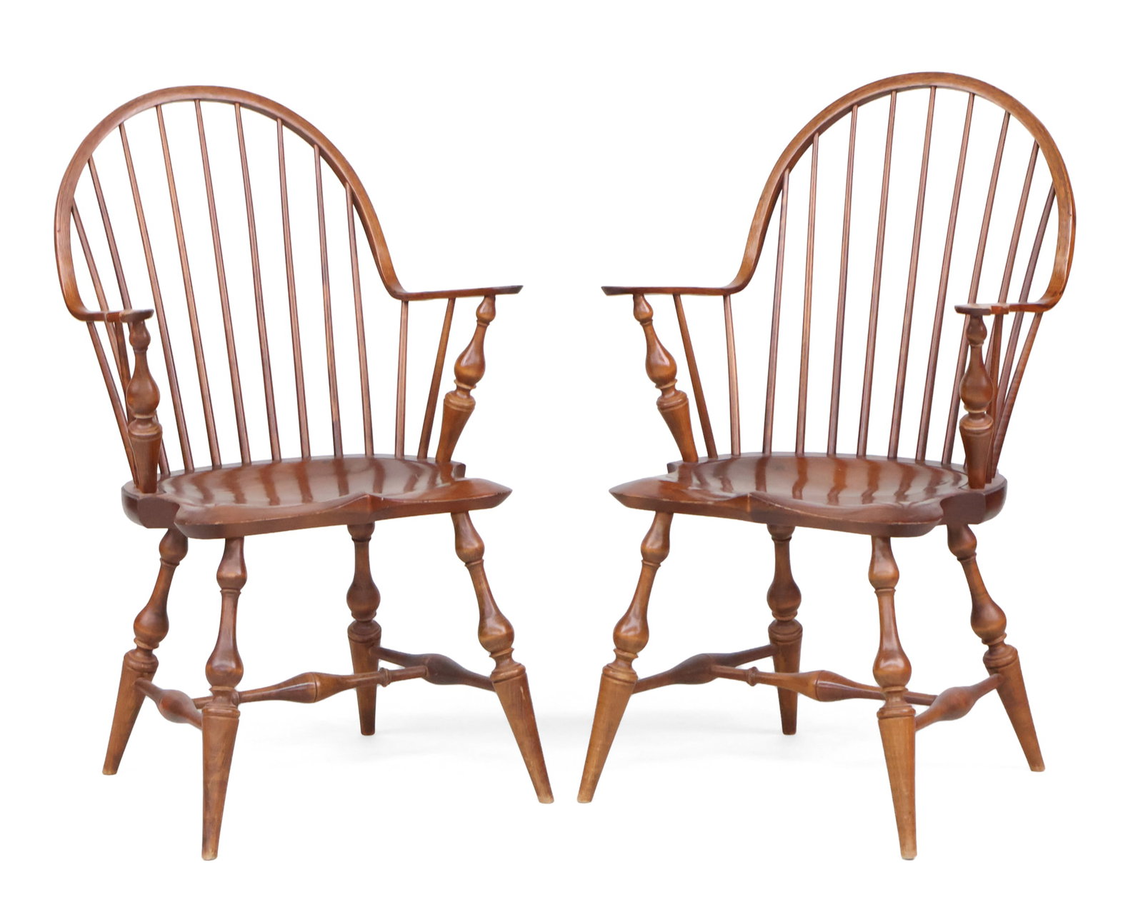 Pair of D.R. Dimes Windsor Chairs: Pair of D.R. Dimes Windsor Chairs Labeled underside. 38 1/2 x 23 1/2 x 17 in. (97.8 x 59.7 x 43.2 cm.)