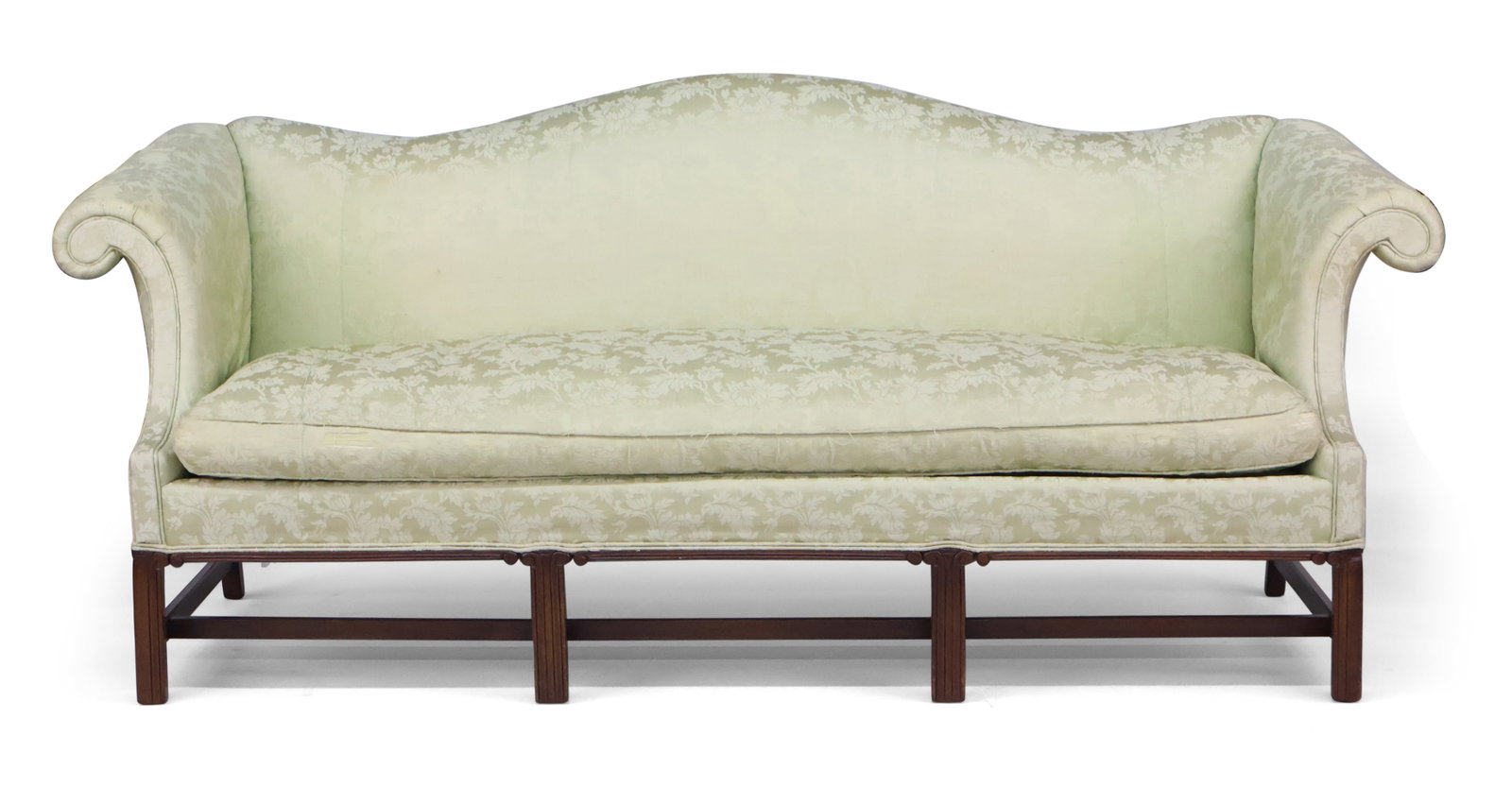 Chippendale Style Camelback Sofa: Chippendale Style Camelback Sofa Hickory Chair Company, North Carolina, 20th/21st century. Provenance: Property of a Private Bernardsville, NJ Collection 34 3/4 x 84 x 26 1/2 in. (88.3 x 213.4 x 67.3