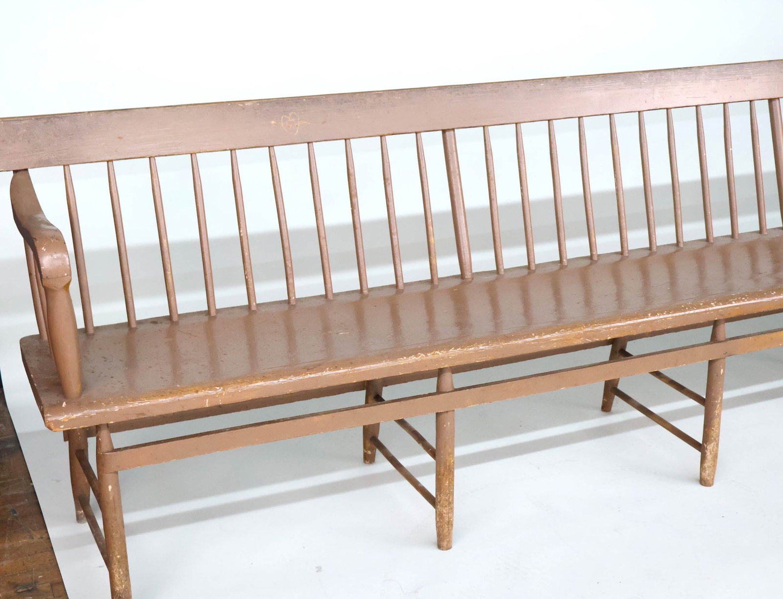 Brown-Painted Windsor Bench - 2