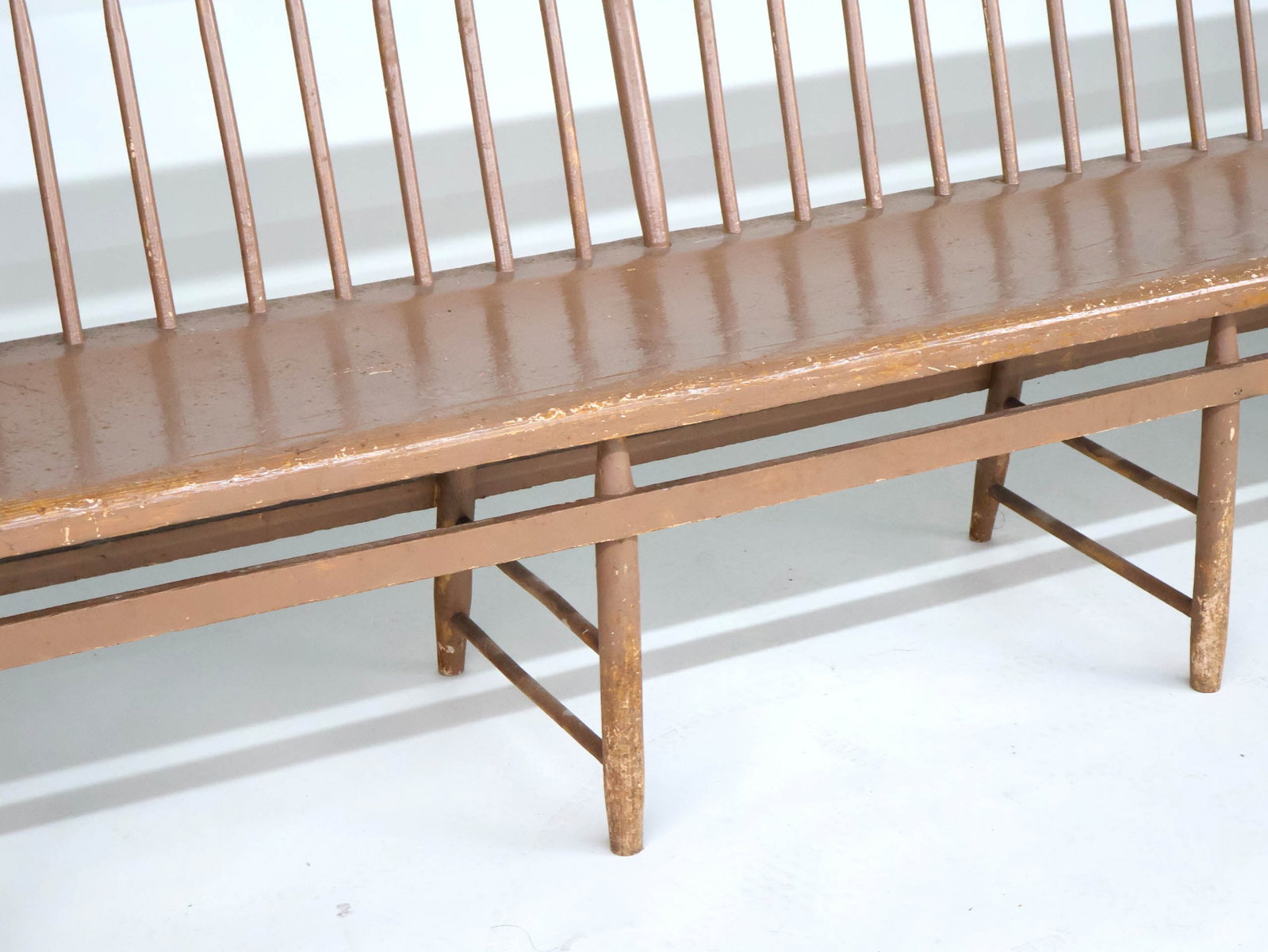 Brown-Painted Windsor Bench - 3