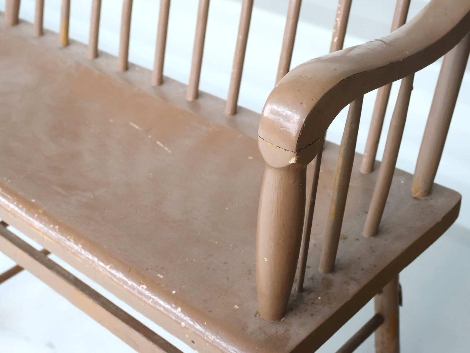 Brown-Painted Windsor Bench - 9