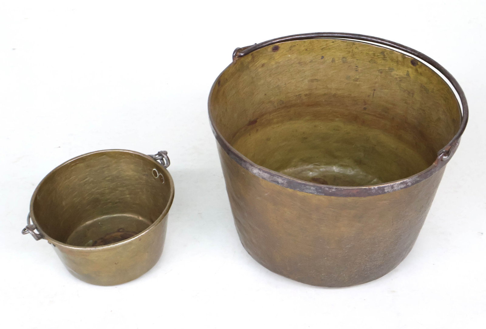 Two Brass Swing Handled Buckets - 2