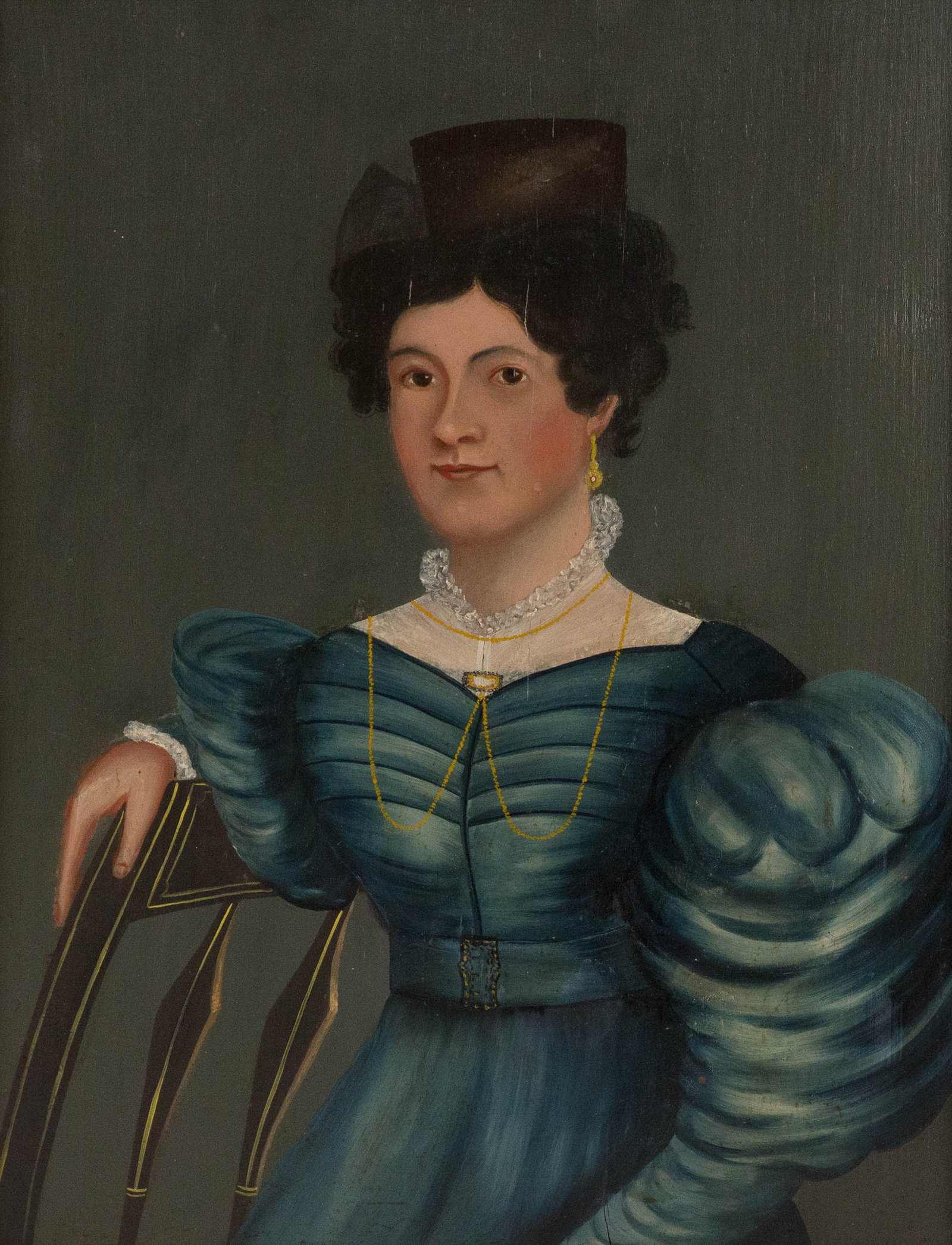 Nathaniel Lakeman, 1756-1830, Portrait of a Woman in Blue Dress, Oil on Board (1 of 8)