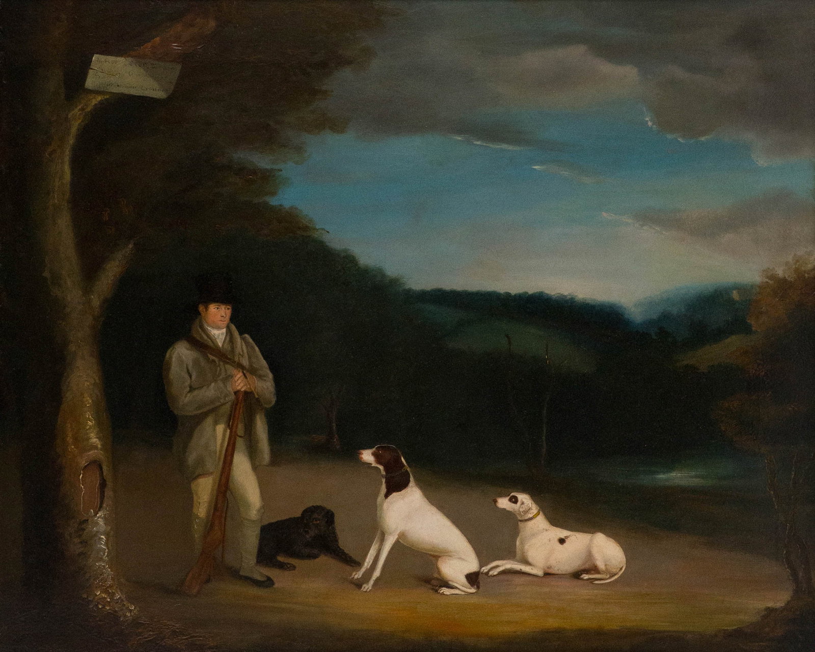 Anglo/American School, 19th C., Hunter with Dogs, Oil on Canvas (1 of 6)