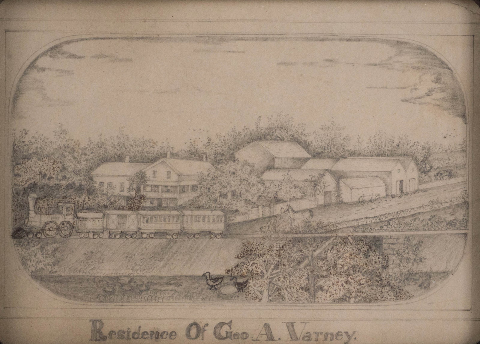Residence of George A. Varney, Graphite on Paper (1 of 9)