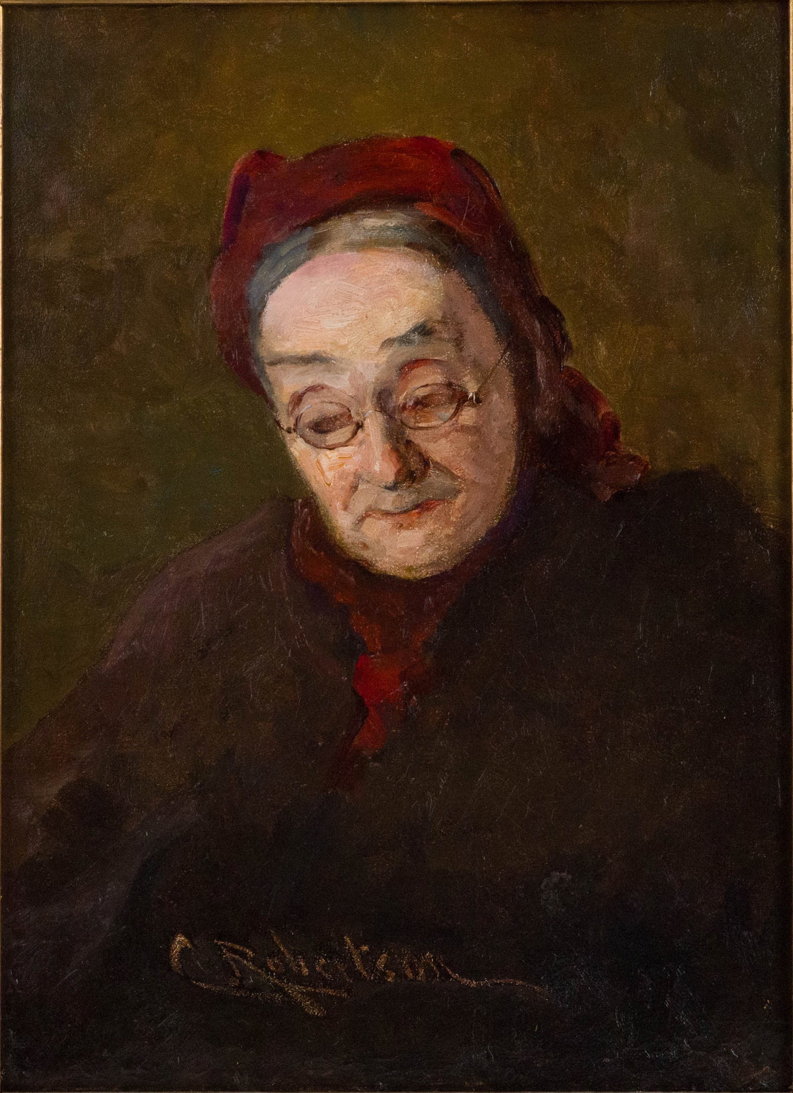 Charles Robertson, Portrait of an Elderly Woman, Oil on Canvas: Charles Robertson Portrait of an Elderly Woman Oil on Canvas Signed l.c. "C. Robertson" Possibly Charles Kay Robertson. Sight: 15 x 11 in. (38.1 x 27.9 cm.), Frame: 24 x 20 in. (61 x 50.8 cm.)