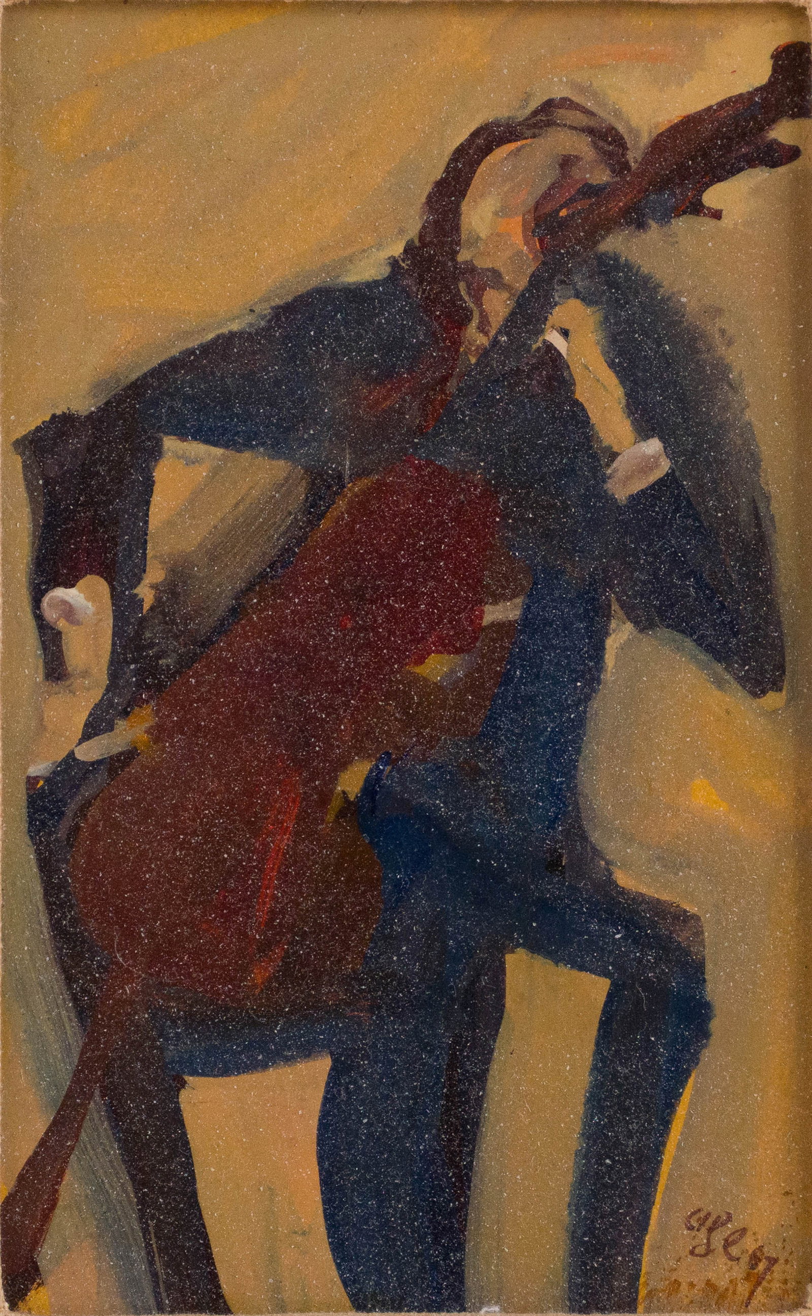 Aleksander Jeremic Cibe, Cellist, Tempera on Board (1 of 5)