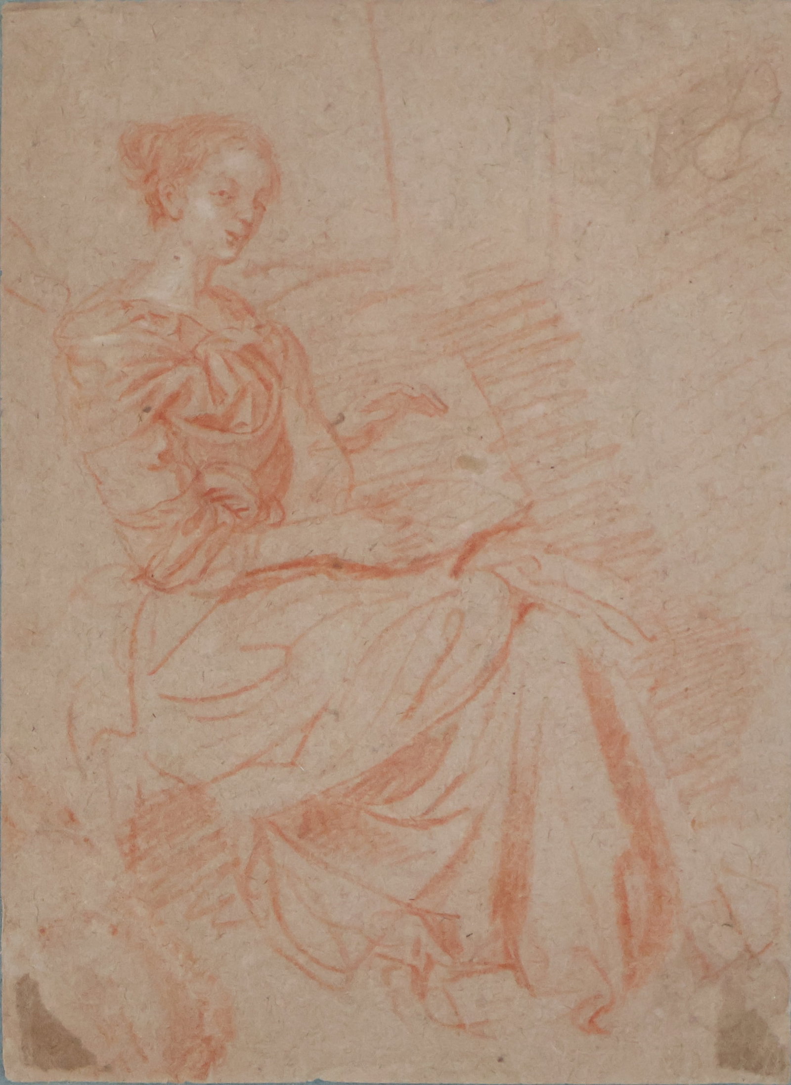 Portrait of a Seated Woman, Red Chalk on Paper (1 of 9)