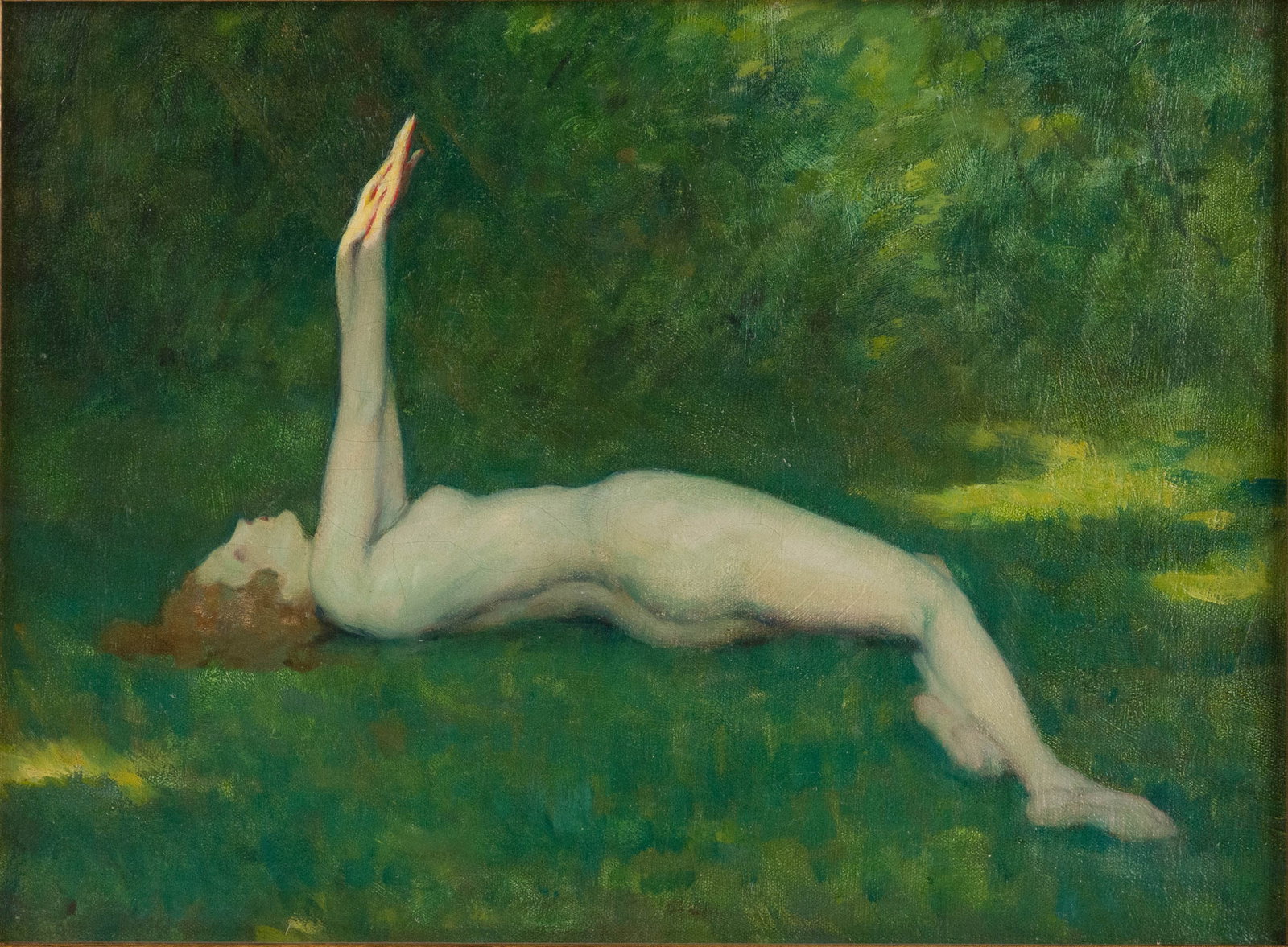 Arthur Bowen Davies, American 1862-1928, Catching Sunlight, Oil on Canvas: Arthur Bowen Davies American, 1862-1928 Catching Sunlight Oil on Canvas Appears to be unsigned. Provenance: Curated Gallery Auctions, Brooklyn, NJ, Jan. 22, 2023, lot 94 Sight: 11 1/4 x