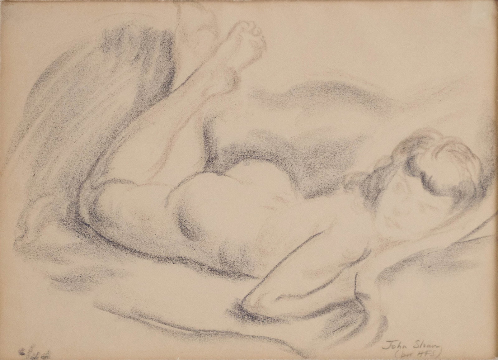 John French Sloan, 1871-1951, Reclining Nude Woman, Crayon on paper (1 of 5)