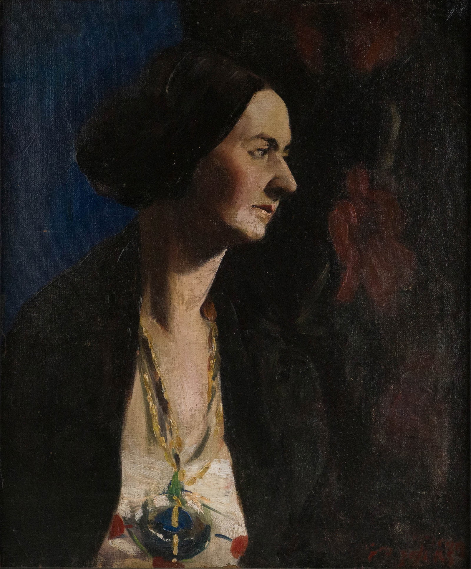 George Benjamin Luks, 1867-1933, Mercedes (Portrait of the Artist's Wife), Oil on Canvas: George Benjamin Luks 1867-1933 Mercedes (Portrait of the Artist's Wife) Oil on Canvas Signed l.r. Provenance John H. Surovek Gallery, Palm Beach, Florida. Private collection, Chester, New