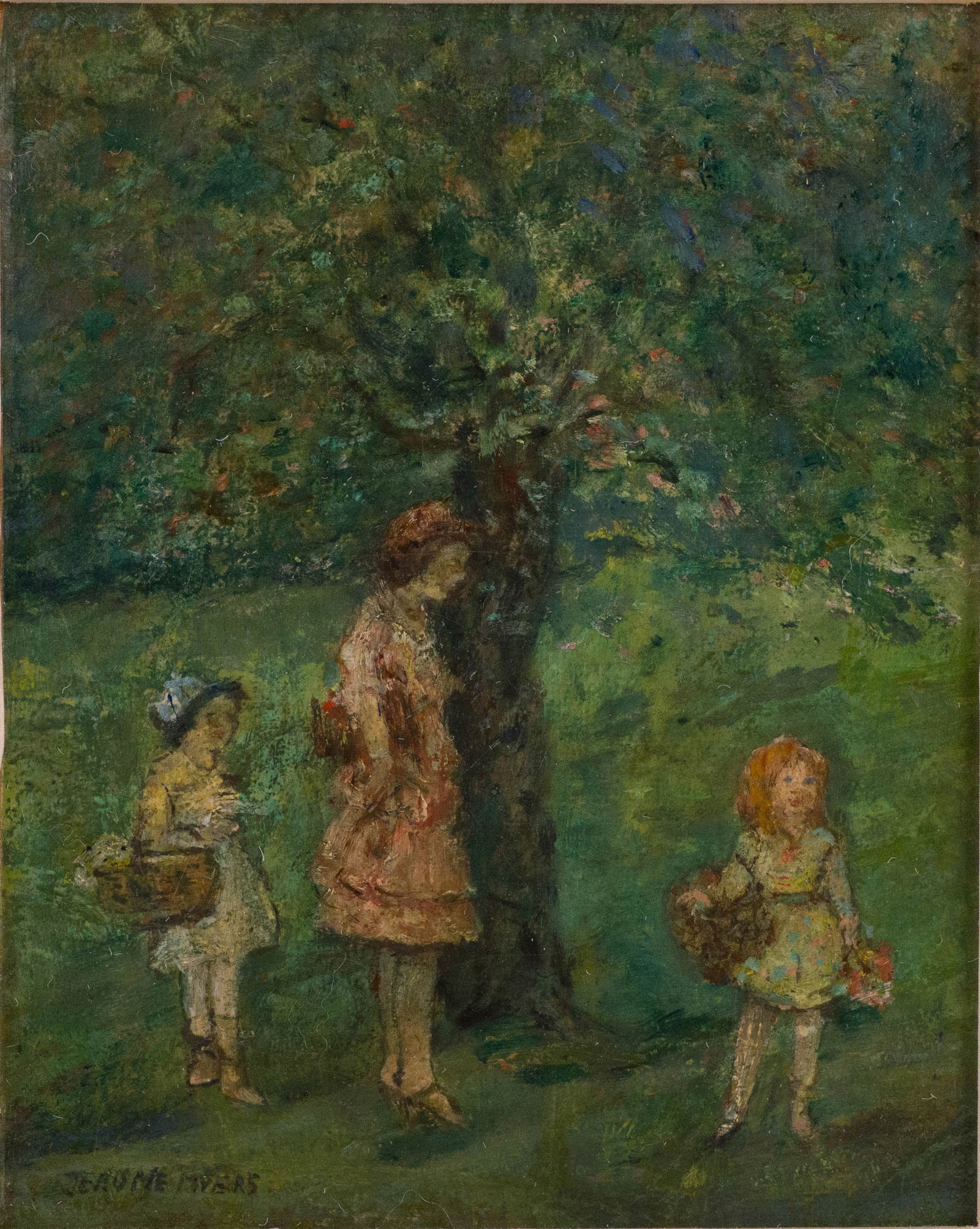 Jerome Myers, American 1867-1940, Carmel Picnic, Oil on Canvas: Jerome Myers American, 1867-1940 Carmel Picnic Oil on Canvas Signed l.l. Provenance: Doyle New York, 4/10/2024, lot 78 Sight: 11 1/2 x 9 in. (29.2 x 22.9 cm.), Frame: 16 3/4 x 14 1/4 in