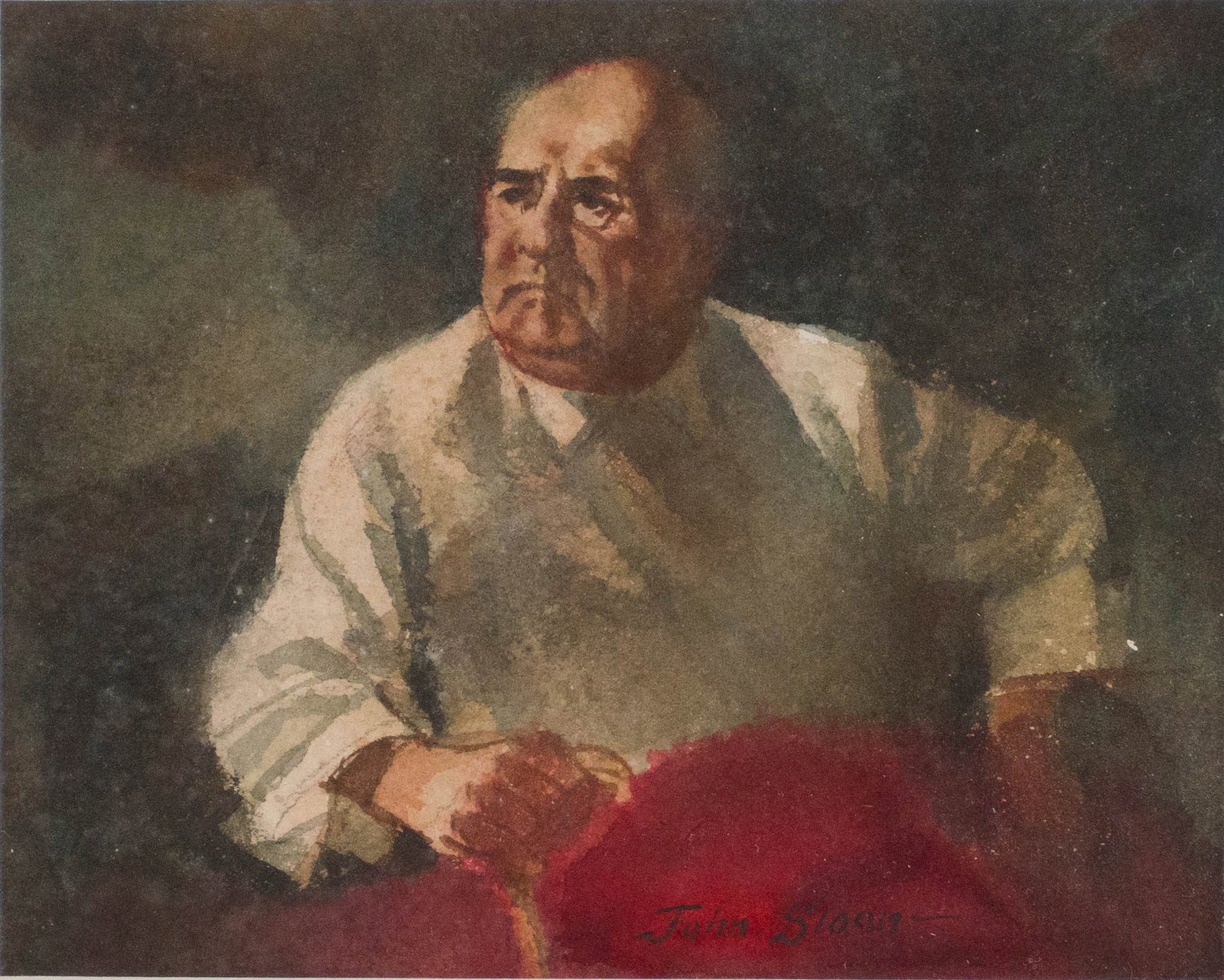 After John French Sloan, 1871-1951, Portrait of an Older Man, Watercolor on Paper (1 of 5)
