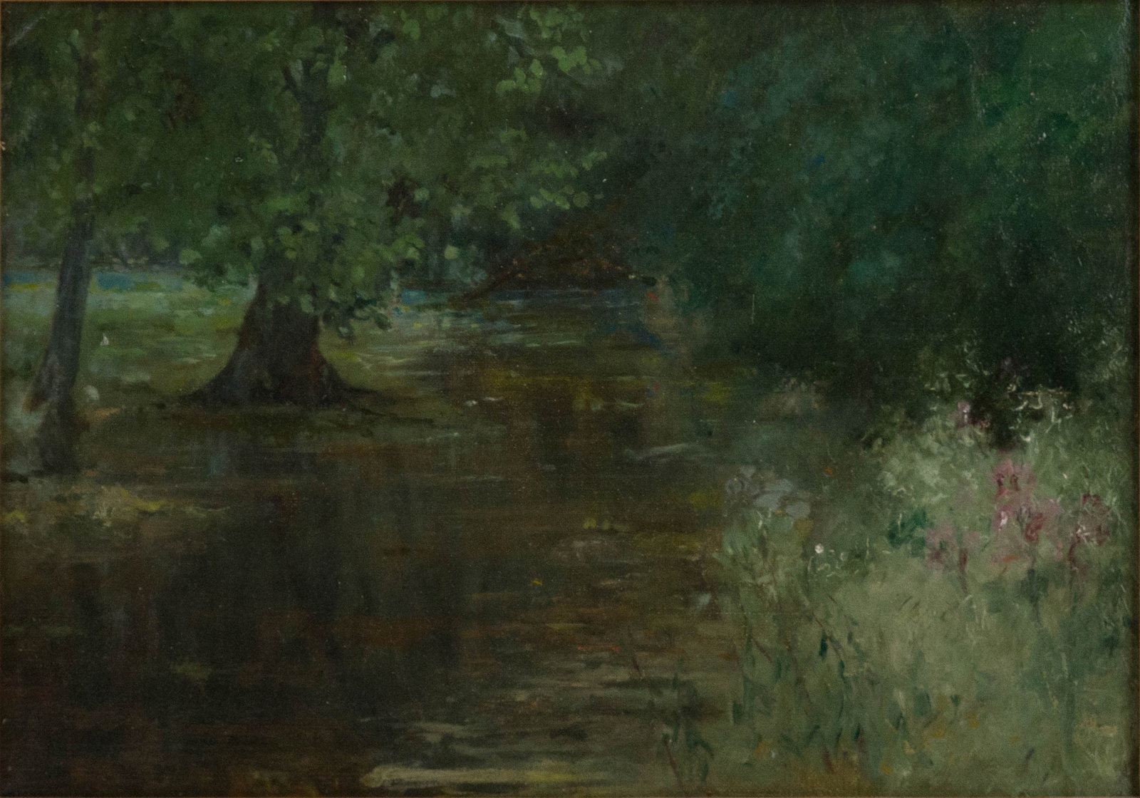 Arthur Bowen Davies, American 1862-1928, Shadowed Path, Oil on Canvas (1 of 6)