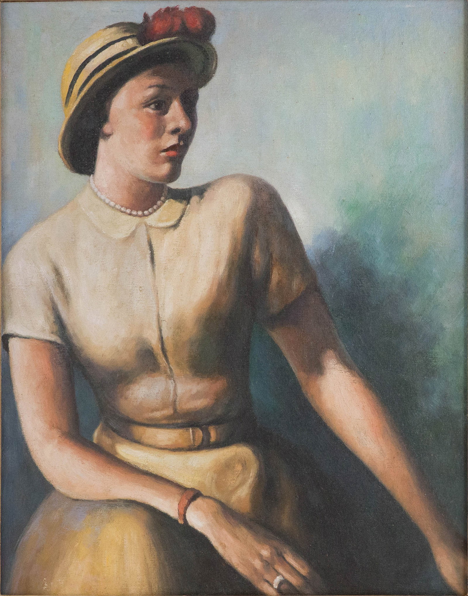 Circle of Guy Pene Du Bois, 1884-1958, Modernist Portrait of a Woman (Jane), Oil on Board (1 of 5)