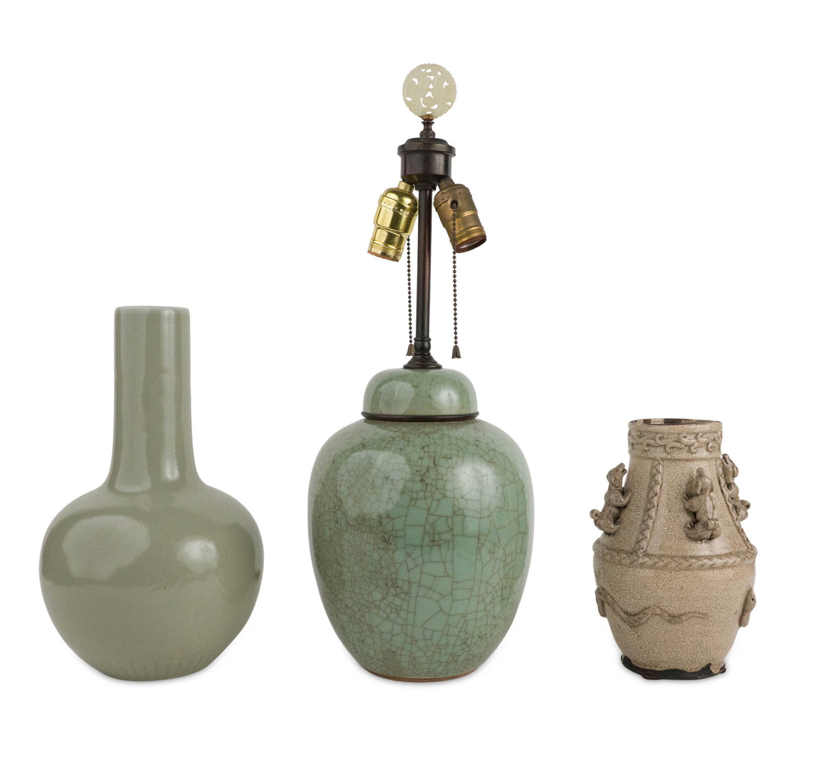 Chinese Crackle Glazed Vase with Applied Figures (1 of 11)