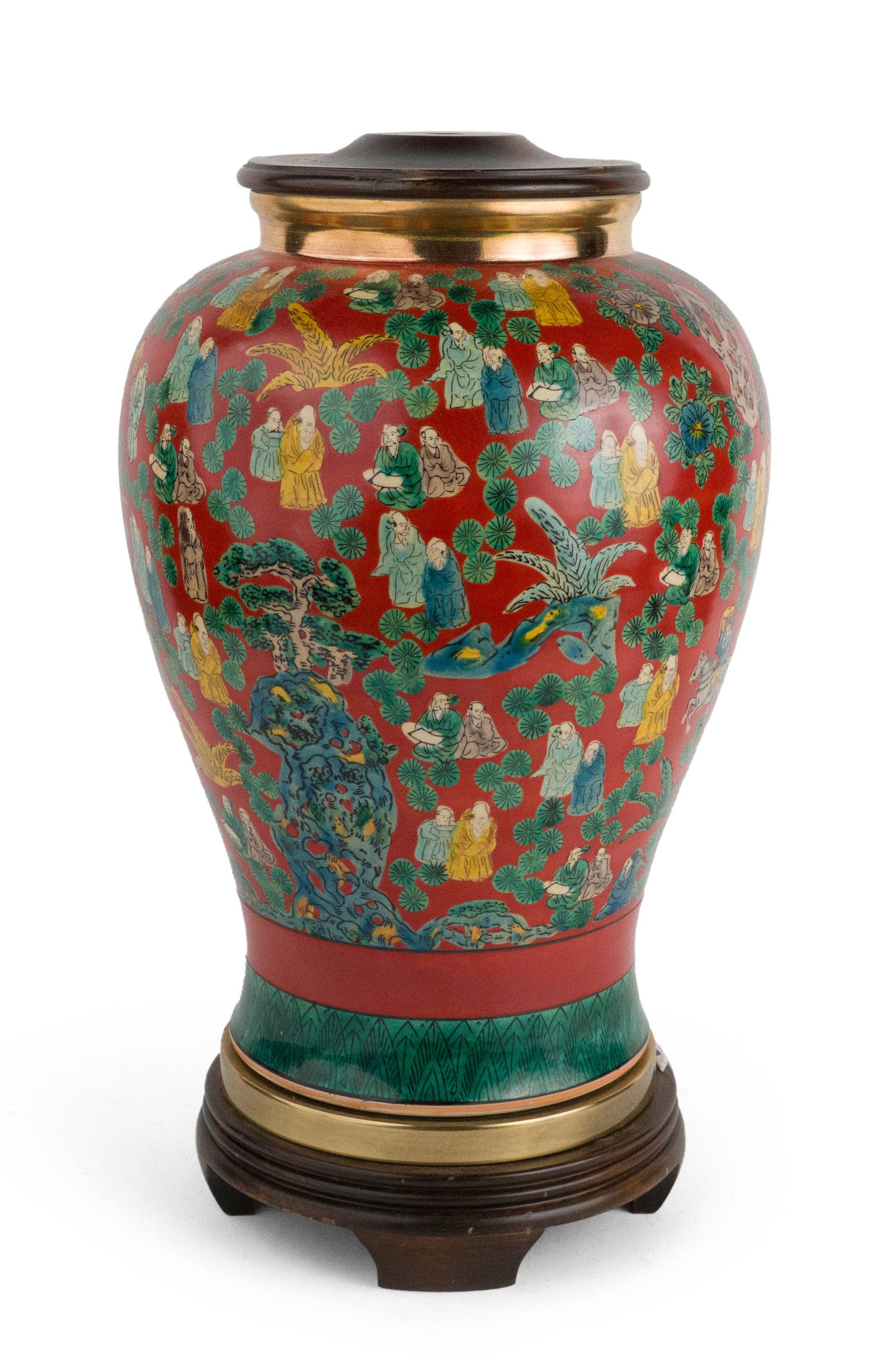 Japanese Kutani Mokubei Vase: Japanese Kutani Mokubei Vase Formerly mounted as a lamp. 19 1/2 x 10 1/2 in. (49.5 x 26.7 cm.)