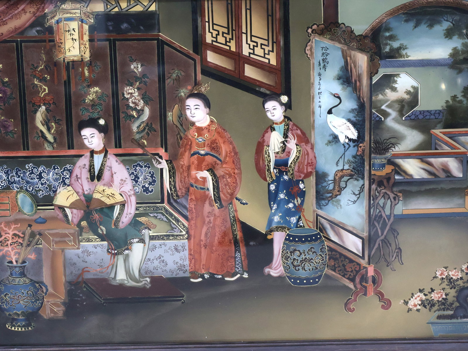 Three Chinese Reverse Painted Mirrors - 11
