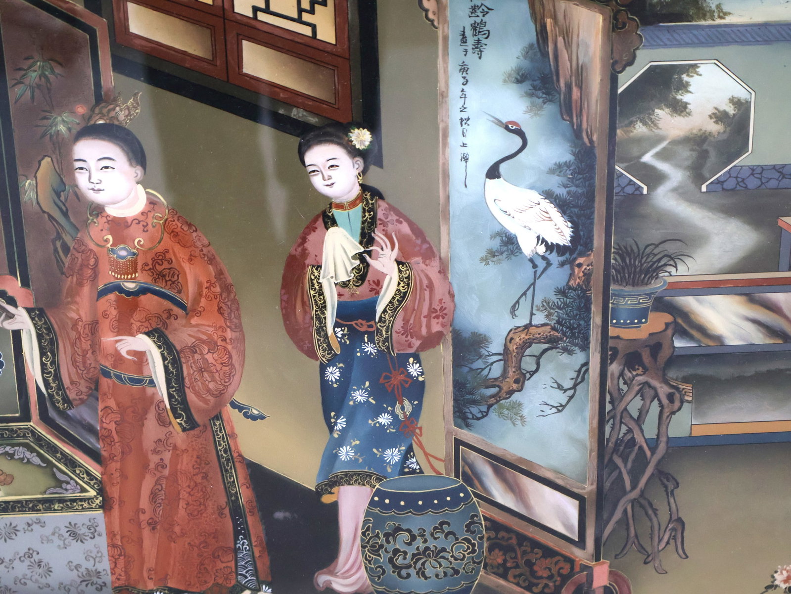 Three Chinese Reverse Painted Mirrors - 13