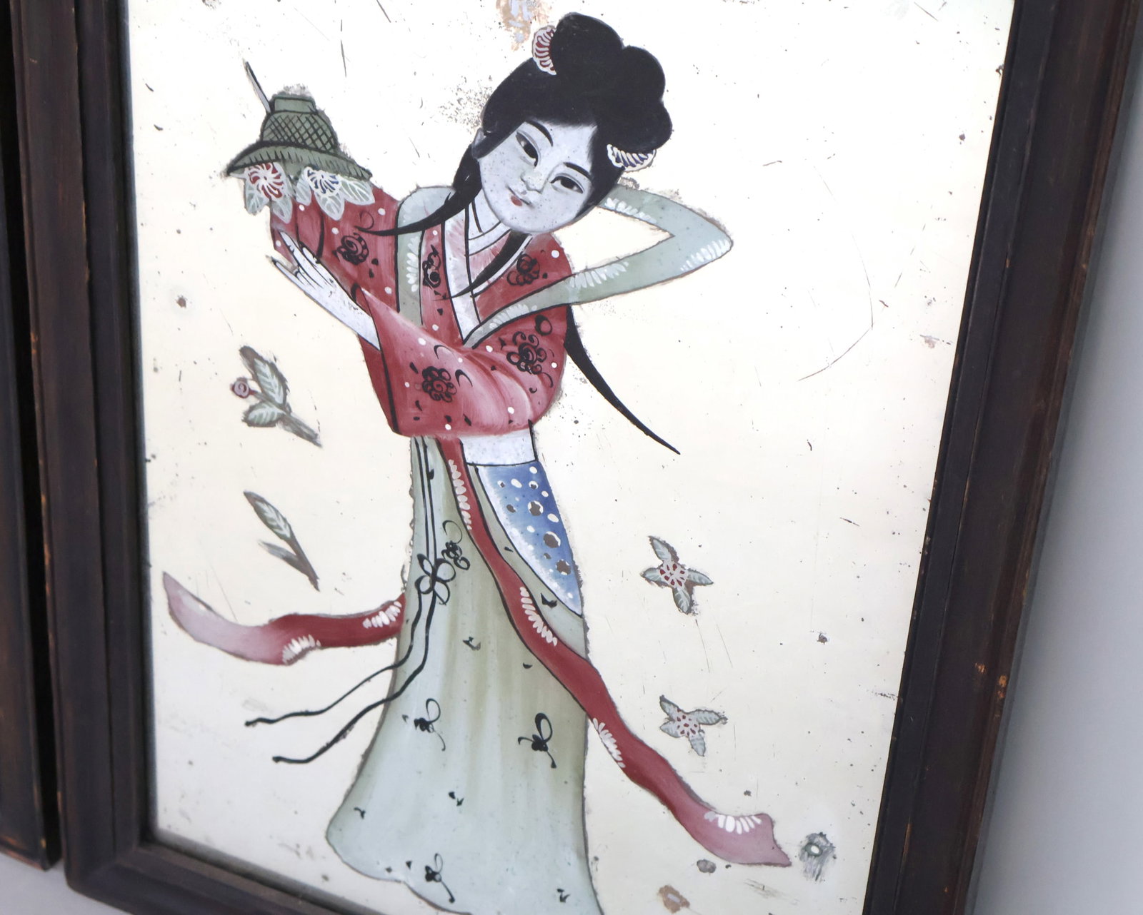 Three Chinese Reverse Painted Mirrors - 6
