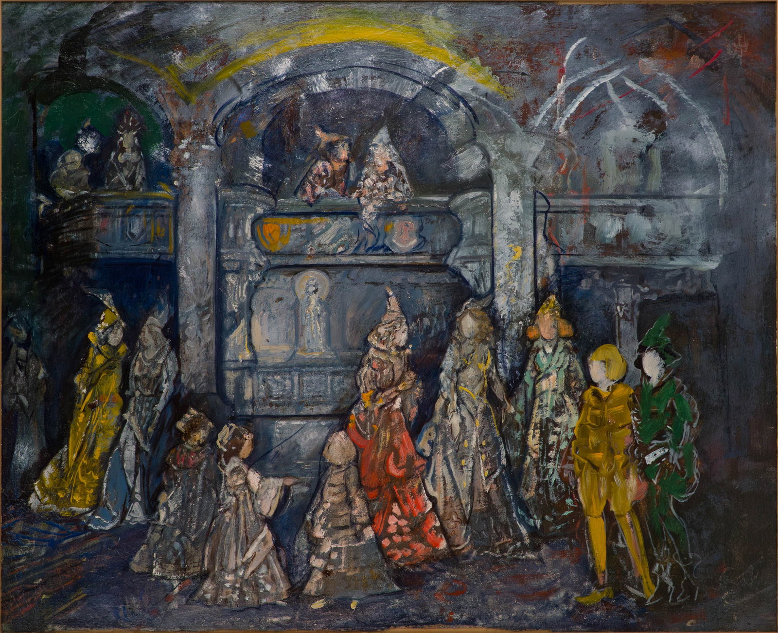 Jerome Myers, 1867-1940, Medieval Costumes, Oil on Canvas (1 of 6)