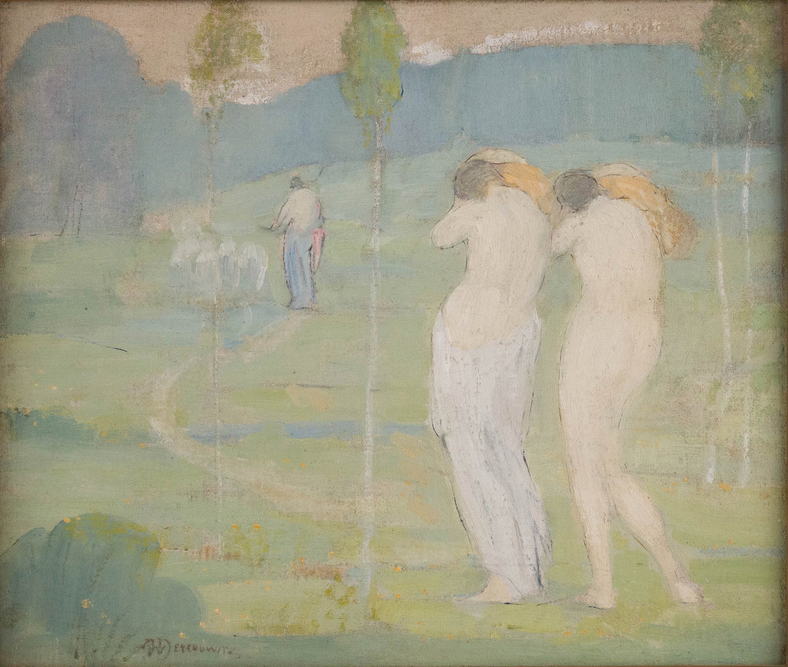 William Meyerowitz, American 1887-1981, Figures in Landscape, Oil on Board (1 of 6)