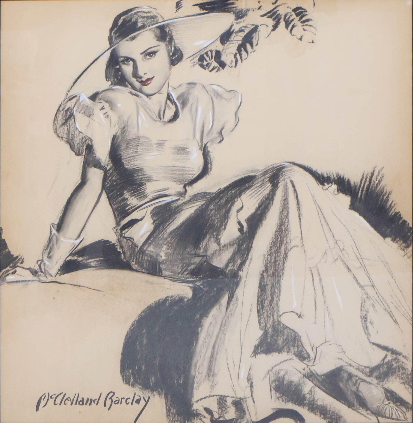 McClelland Barclay, 1891-1943, Portrait of a Lady, Charcoal and Gouache on Paper (1 of 13)