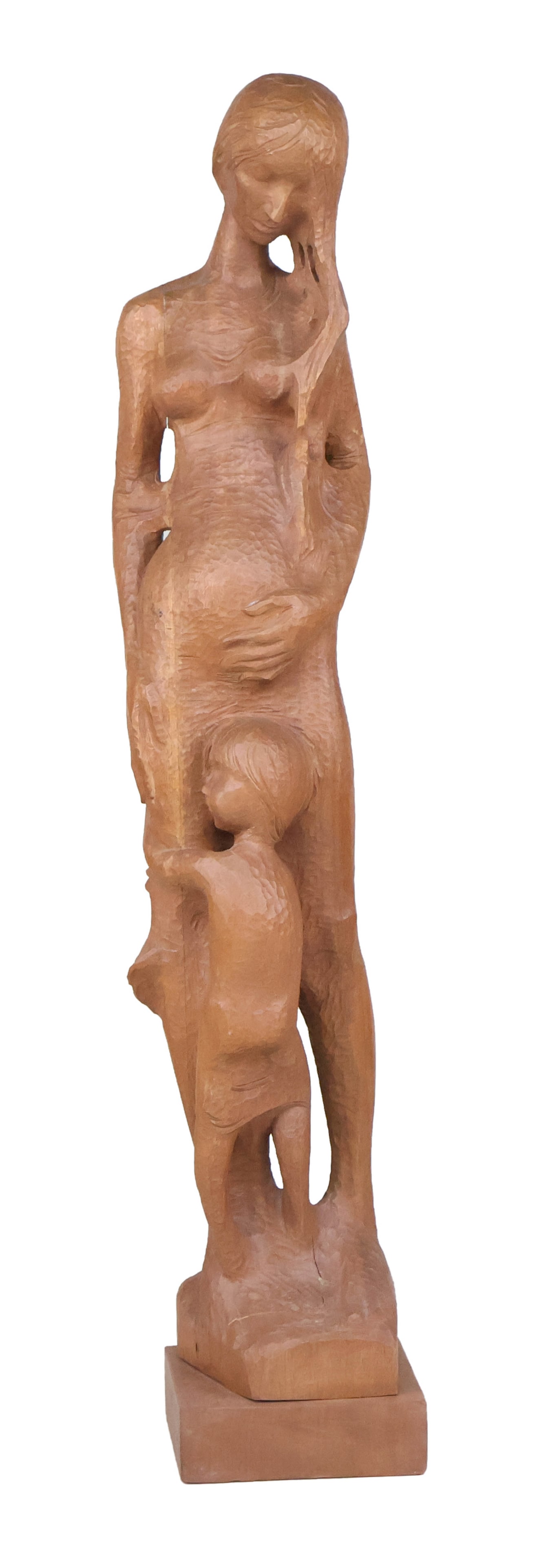 Milton Elting Hebald, American 1917-2015, Mother and Child, Carved Wood Sculpture: Milton Elting Hebald American, 1917-2015 Mother and Child Carved Wood Sculpture Signed and dated 1971 on side. Repairs to base. Provenance: Ripley Auctions, 4/49/2023, lot 237