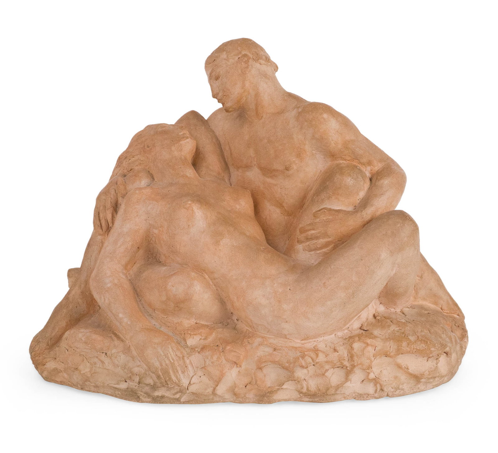 Wheeler Williams, 1897-1972, Embracing Couple, Terra Cotta Maquette: Wheeler Williams 1897-1972 Embracing Couple Terra Cotta Maquette Scratch signed in the wet medium back side of the base, with a date of 1947. Provenance: Soulis Auctions, Lone Jack, MO, June 7,