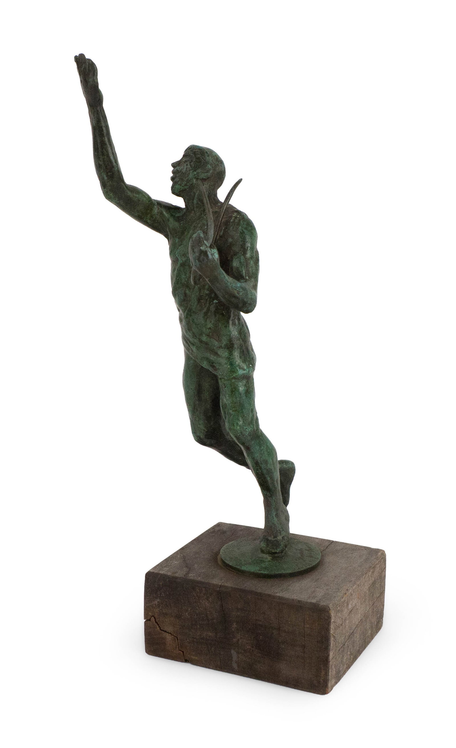 Joseph Brown, 1909-1985, David, Bronze: Joseph Brown 1909-1985 David Bronze Mounted on a wooden plinth. Titled, signed, and dated on circular bronze base "David / 1966 / Joe Brown". Provenance: Handed down through the Walker family