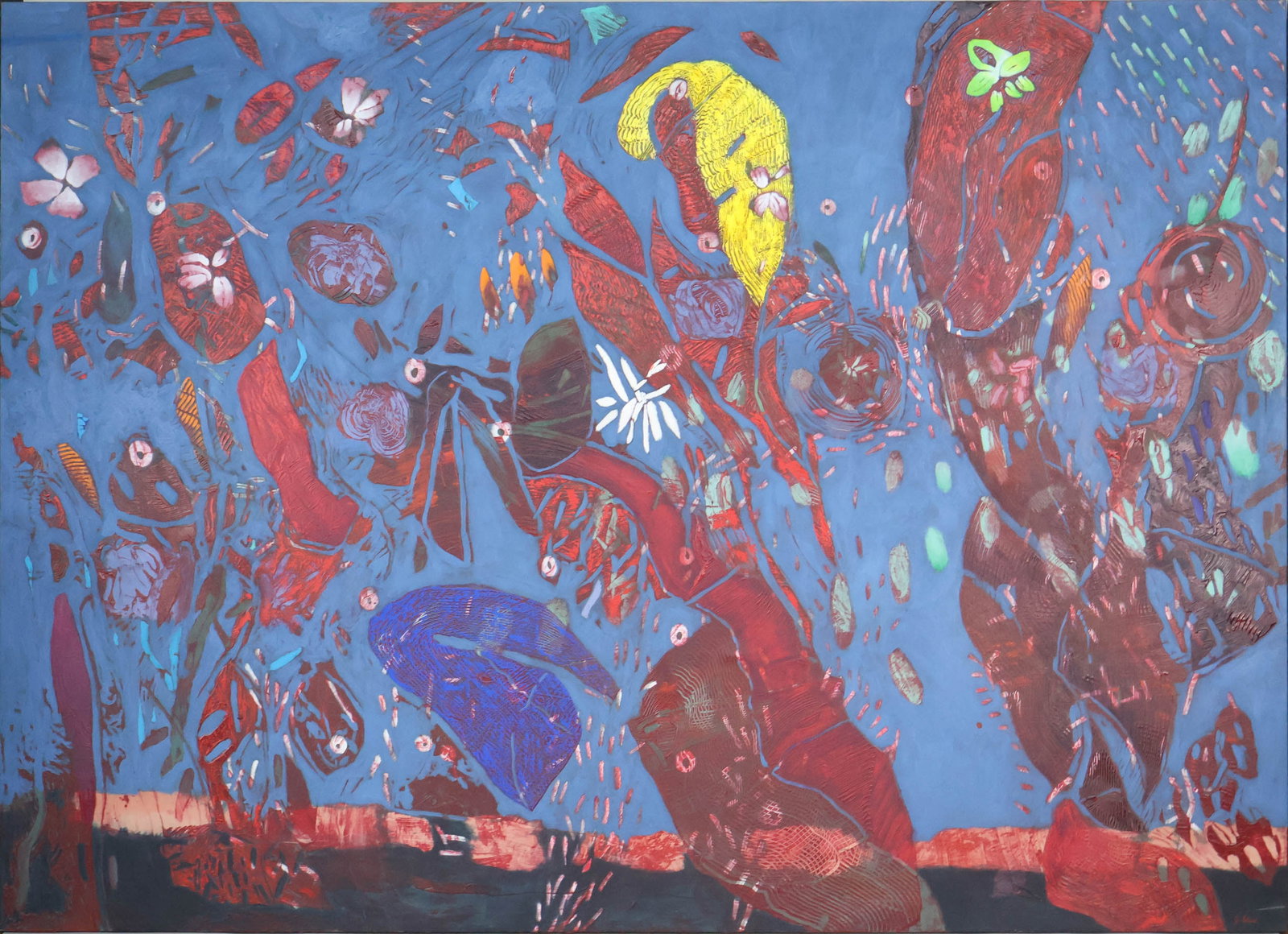 Jim Waid, 1942, Loplop's Visit (Homage to Max Ernst), Acrylic on Canvas: Jim Waid 1942 Loplop's Visit (Homage to Max Ernst) Acrylic on Canvas Dated 1988. Signed titled and dated on verso. Provenance: Riva Yares Gallery, Scottsdale, AZ; Property from a private Southwes
