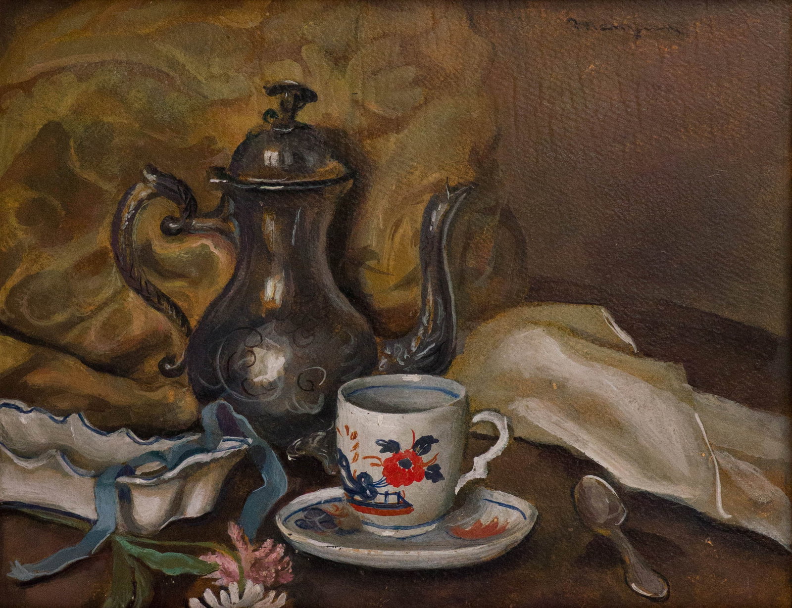 Henri Manguin, French 1874-1949, Still Life with Teapot and Teacup, Oil on Board (1 of 8)