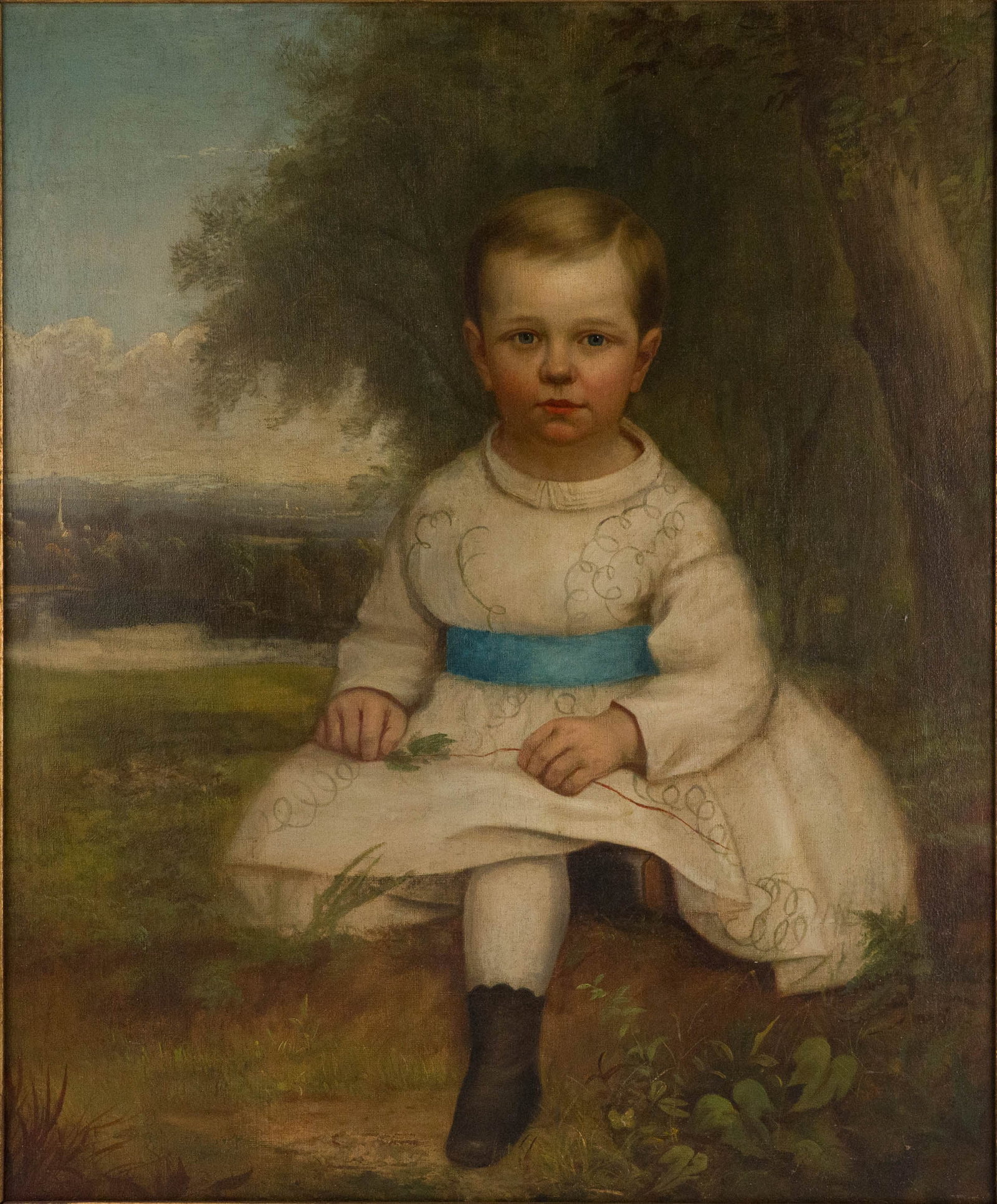 Portrait of a Young Boy, Oil on Canvas: Portrait of a Young Boy Oil on Canvas Probably 19th C. appears to be unsigned. Sight: 33 x 27 in. (83.8 x 68.6 cm.), Frame: 38 x 32 1/2 in. (96.5 x 82.6 cm.)