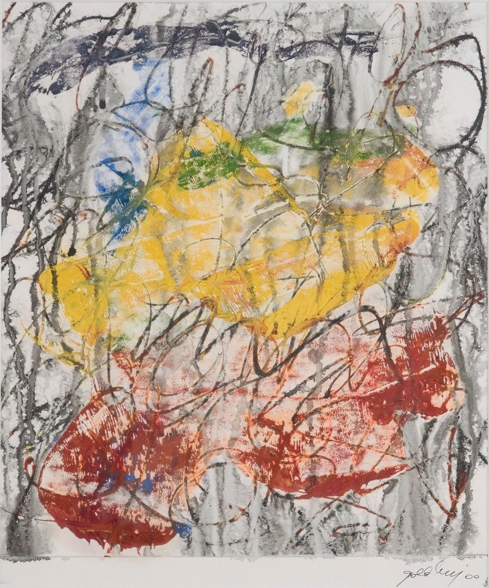 Michael Goldberg, American 1924-2008, Abstract, Watercolor, Gouache, and Crayon (1 of 6)